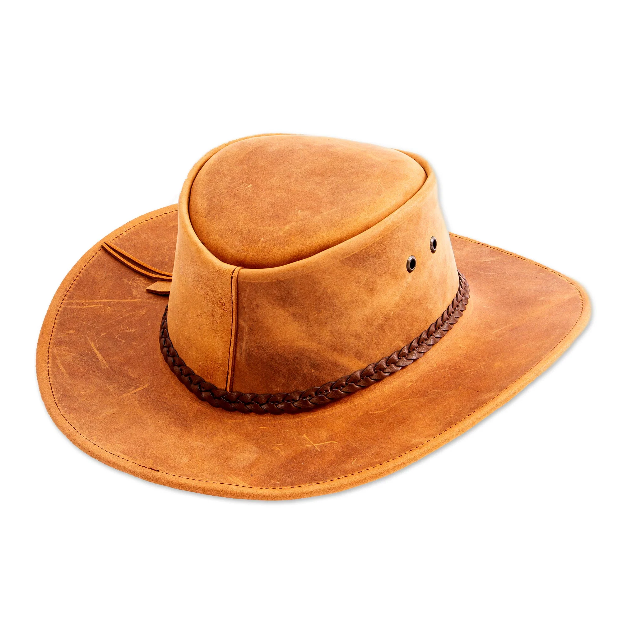 Cattleman Ranger Golden Tan Men's Leather Hat - Image 3