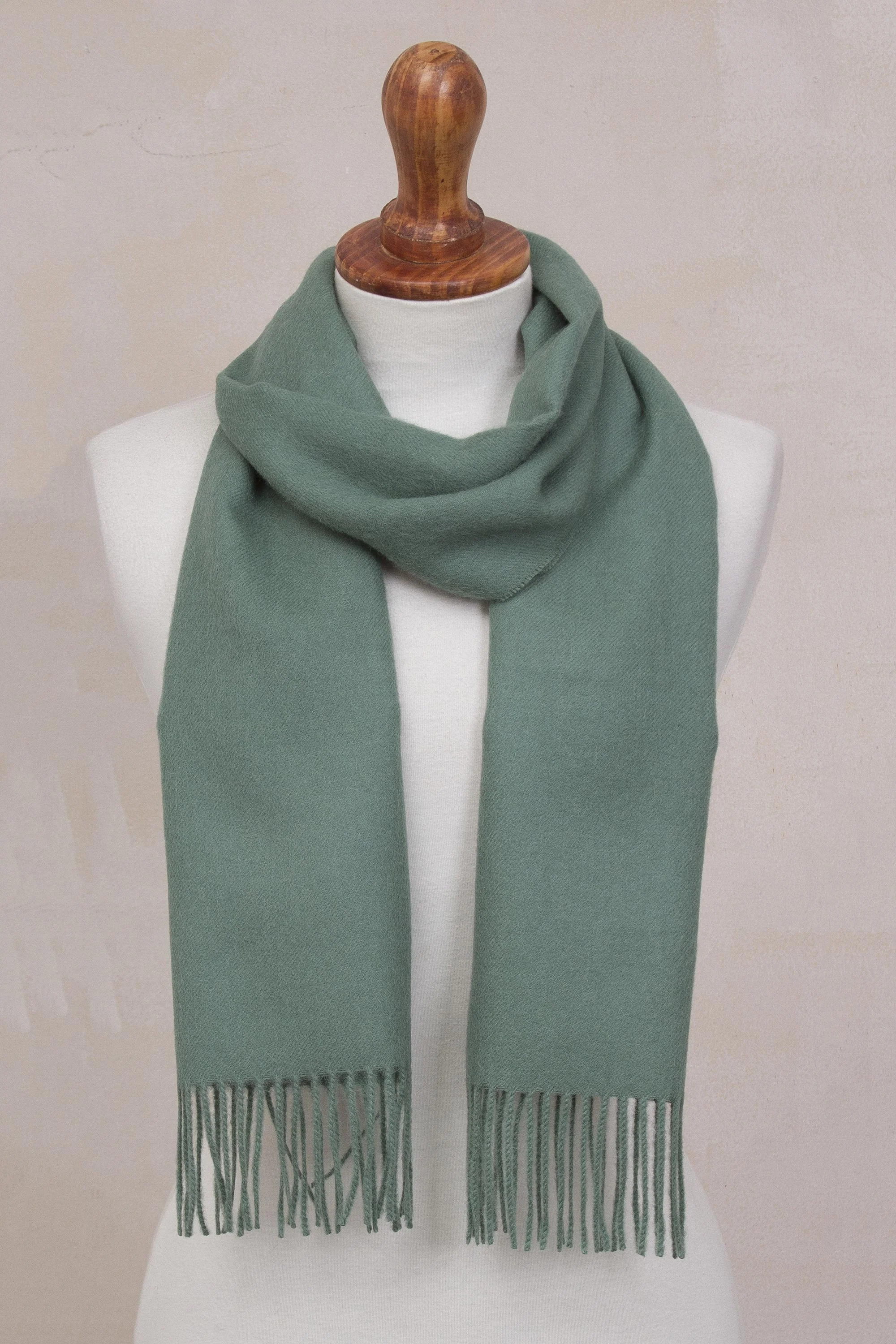 Celadon Embrace 100% Baby Alpaca Celadon Green Scarf - Image 3