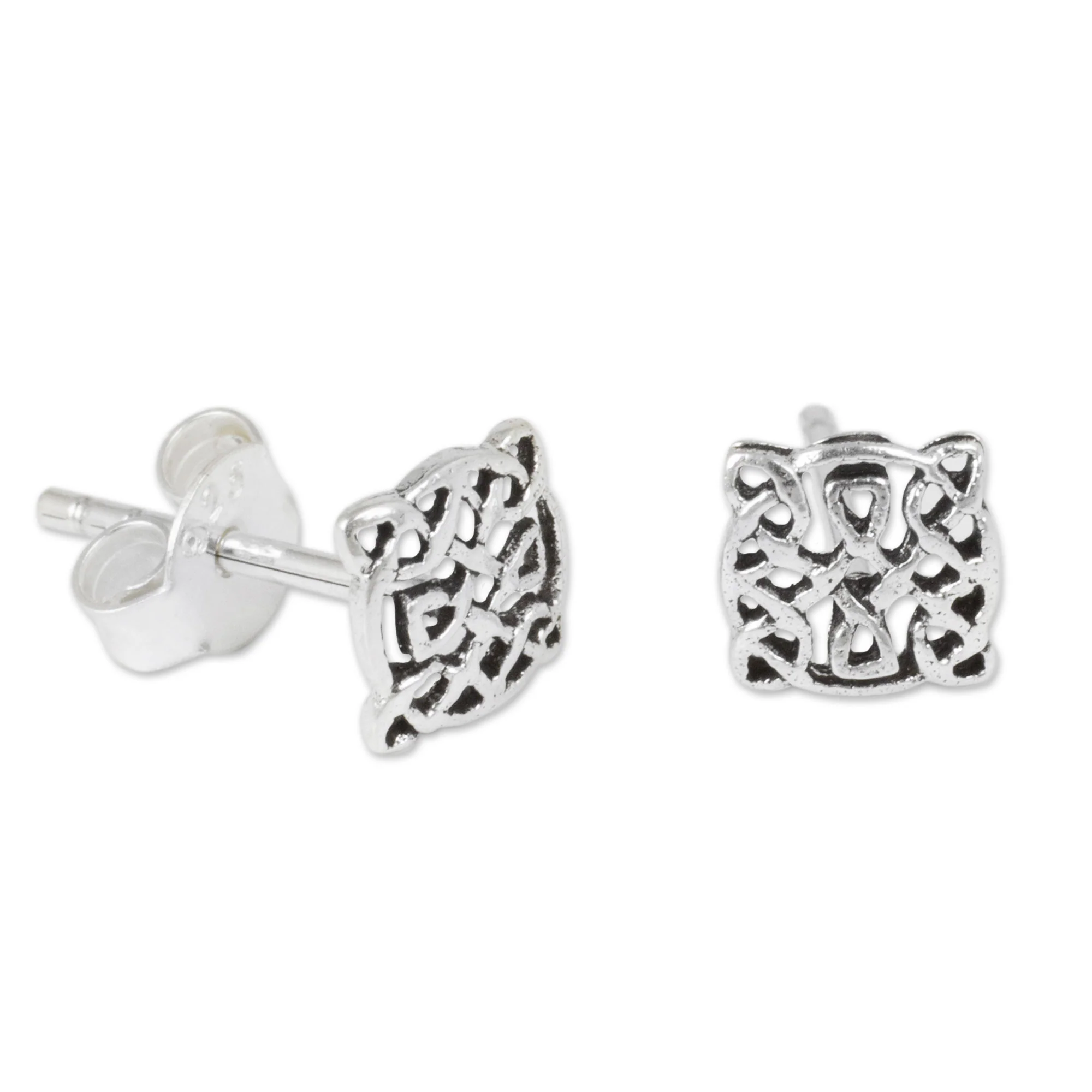 Celtic Circle Sterling Silver Stud Earrings - Image 3