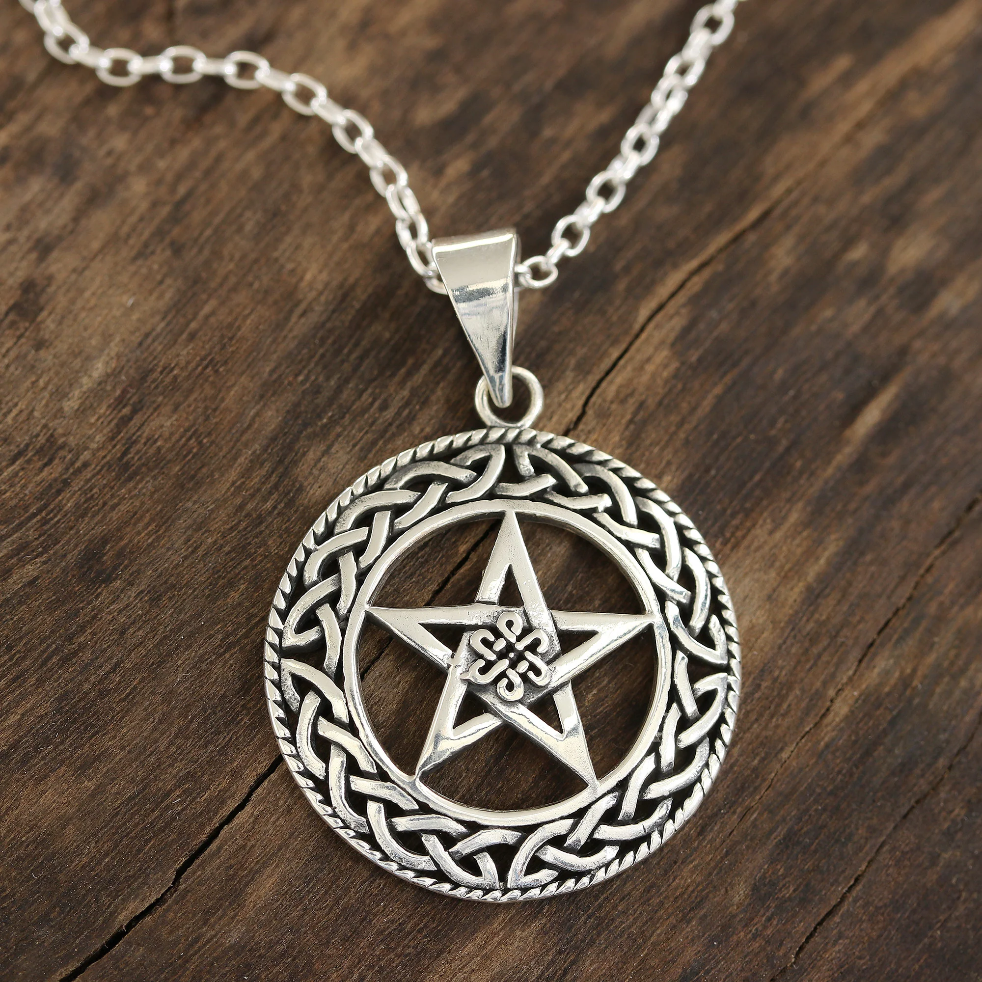 Celtic Star Celtic Motif Sterling Star Pendant Necklace from India - Image 3