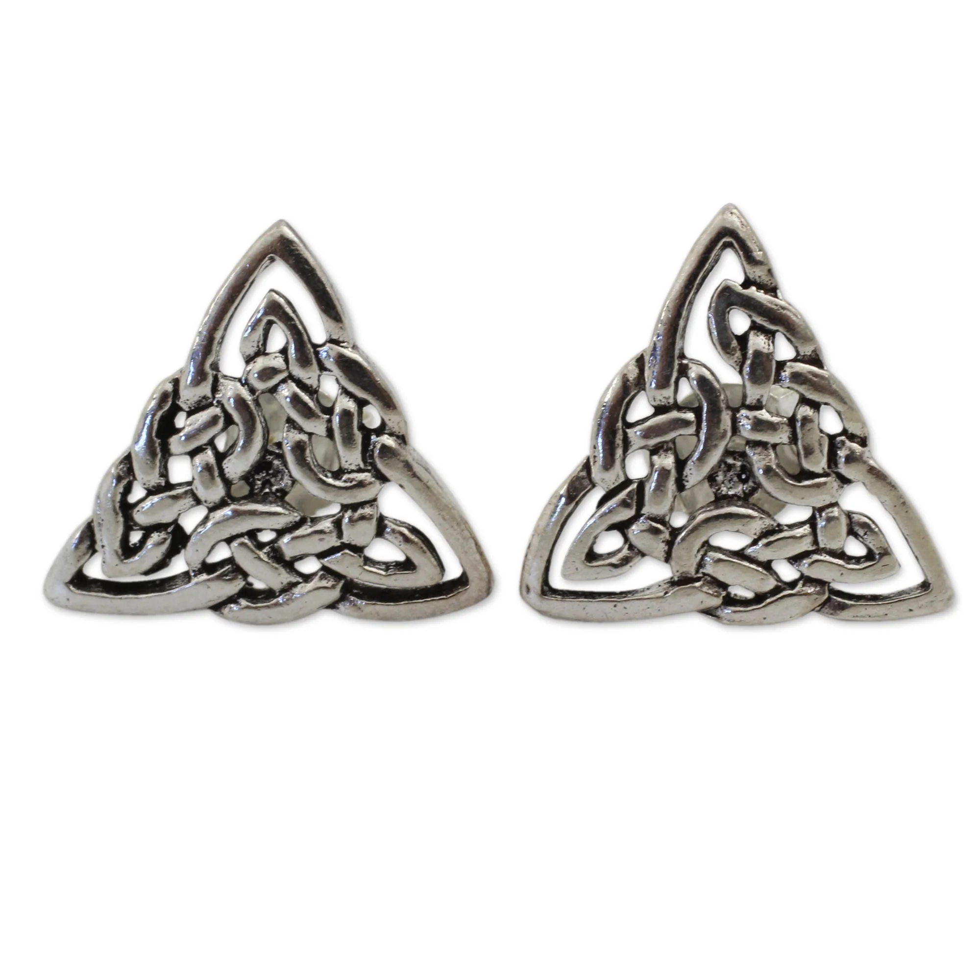 Celtic Triangle Celtic Triangle Knot Button Earrings in Sterling Silver - Image 2