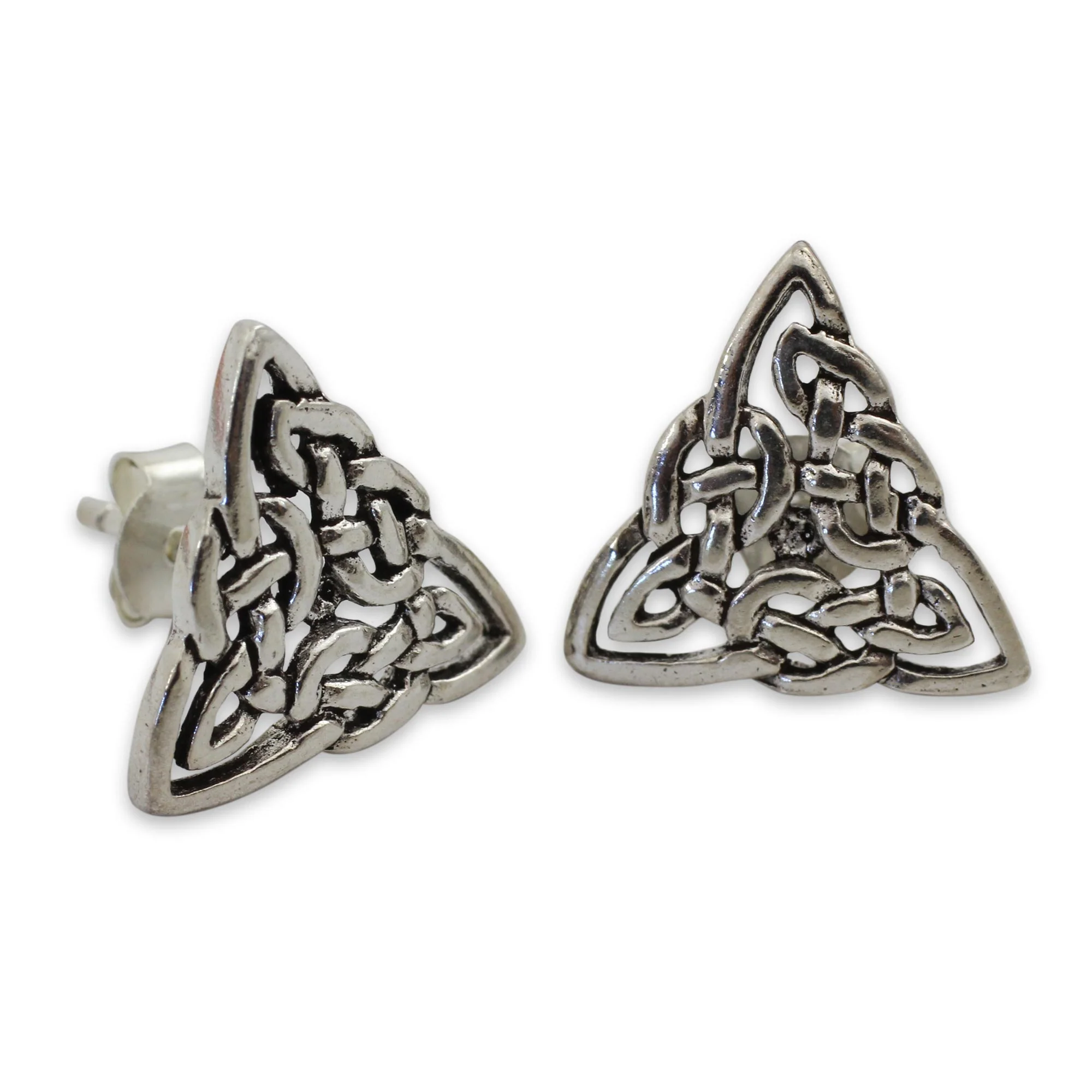 Celtic Triangle Celtic Triangle Knot Button Earrings in Sterling Silver - Image 3