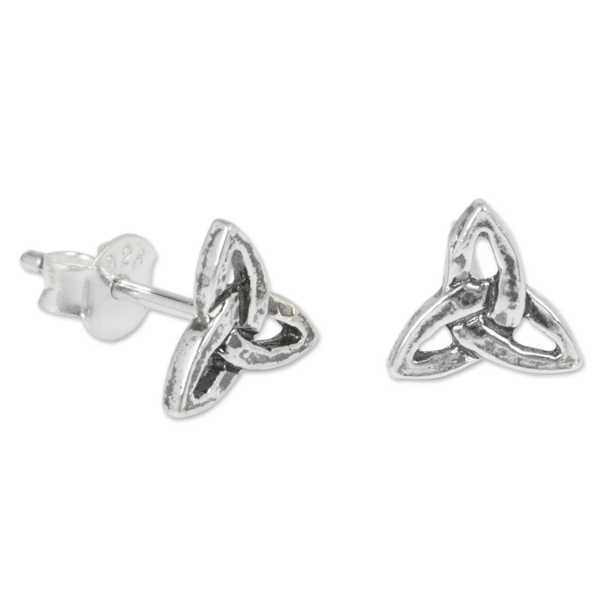 Celtic Trinity Sterling Silver Stud Earrings - Image 3