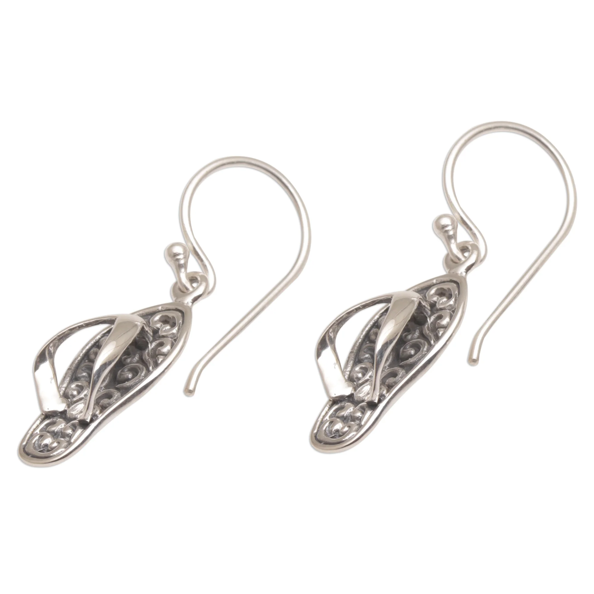 Celuk Sandal Handmade Sterling Silver Dangle Sandal Earrings from Bali - Image 5