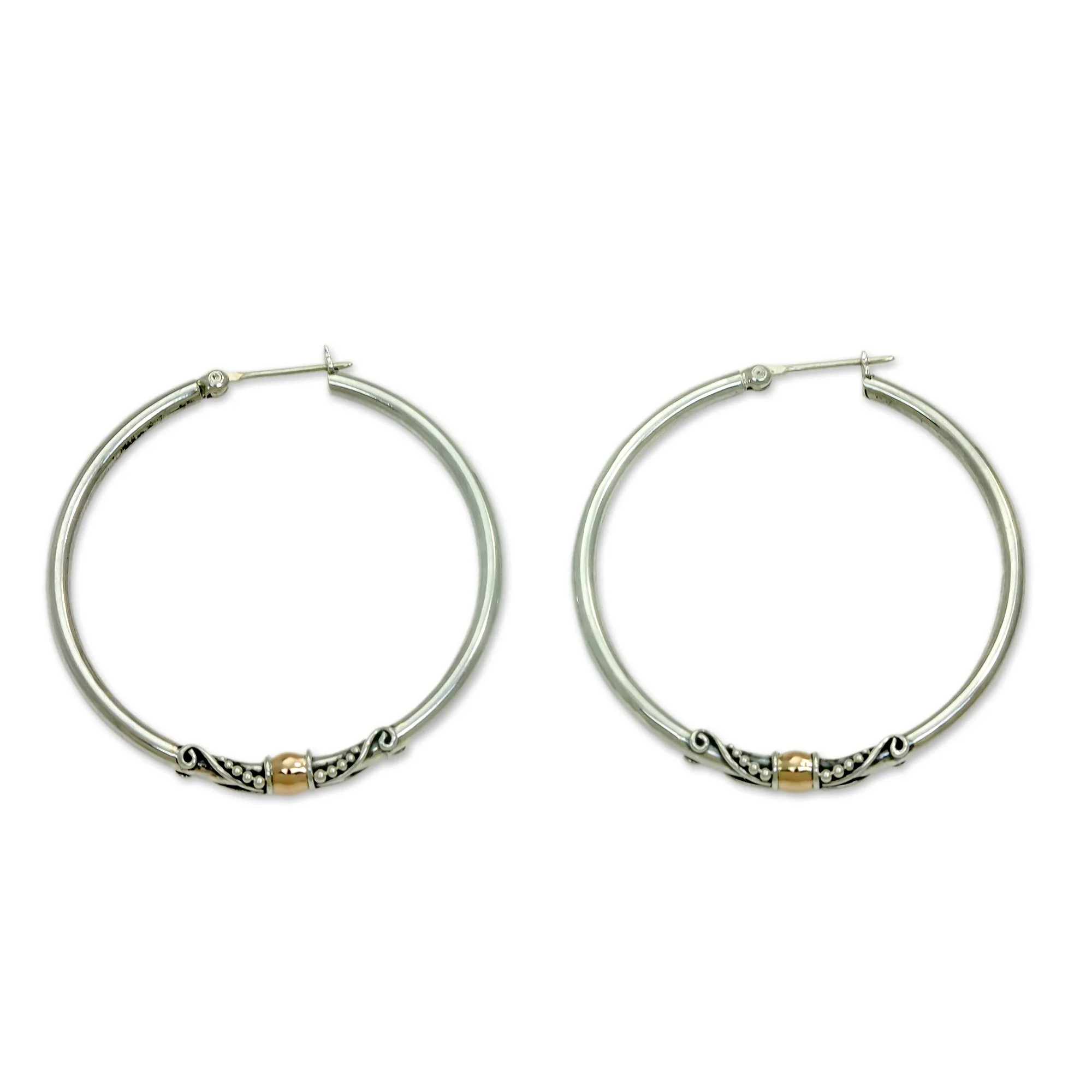 Celuk's Kencana Gold Plated Silver Hoop Earrings - Image 2