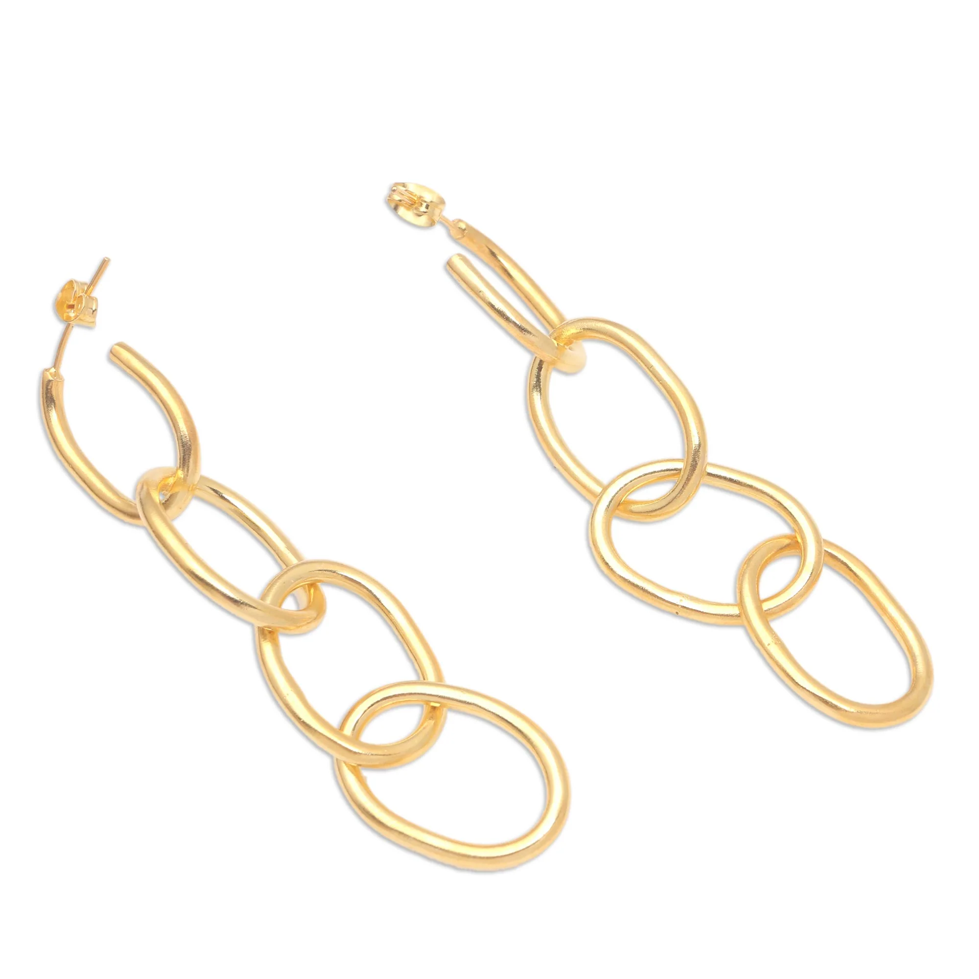 Chain of Attraction Gold-Plated Chain Link Dangle Earrings - Image 4