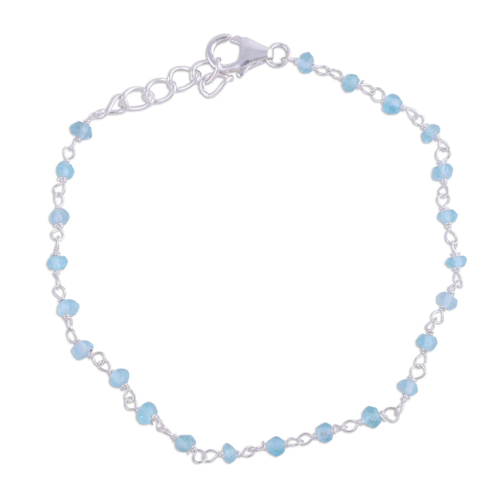 Chalcedony Handmade Adjustable Chalcedony Link Bracelet from India - Image 2
