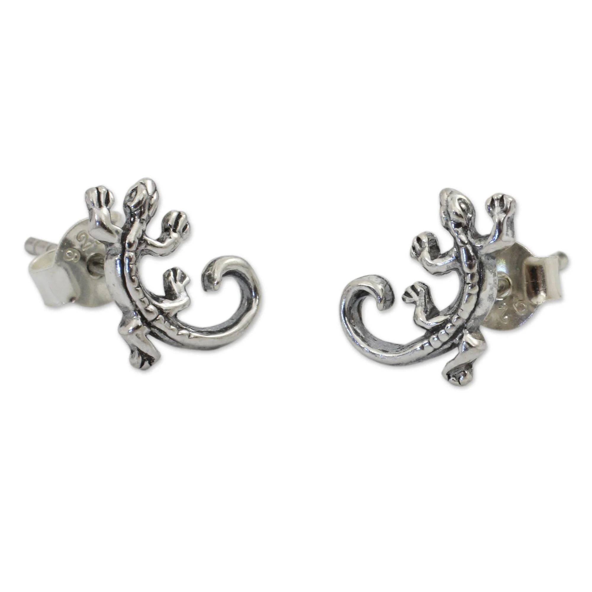 Chameleon Sterling Silver Button Earrings - Image 3