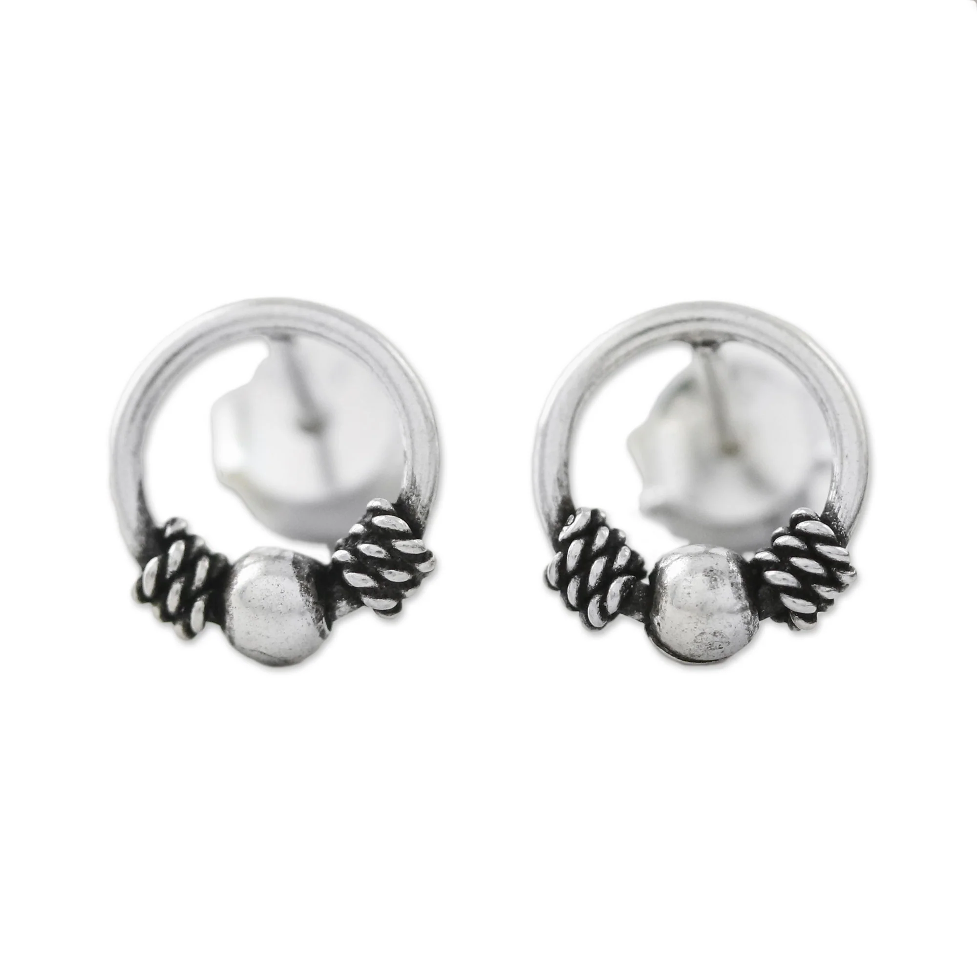 Champion Rope Artisan Crafted Circular Sterling Silver Stud Earrings - Image 2