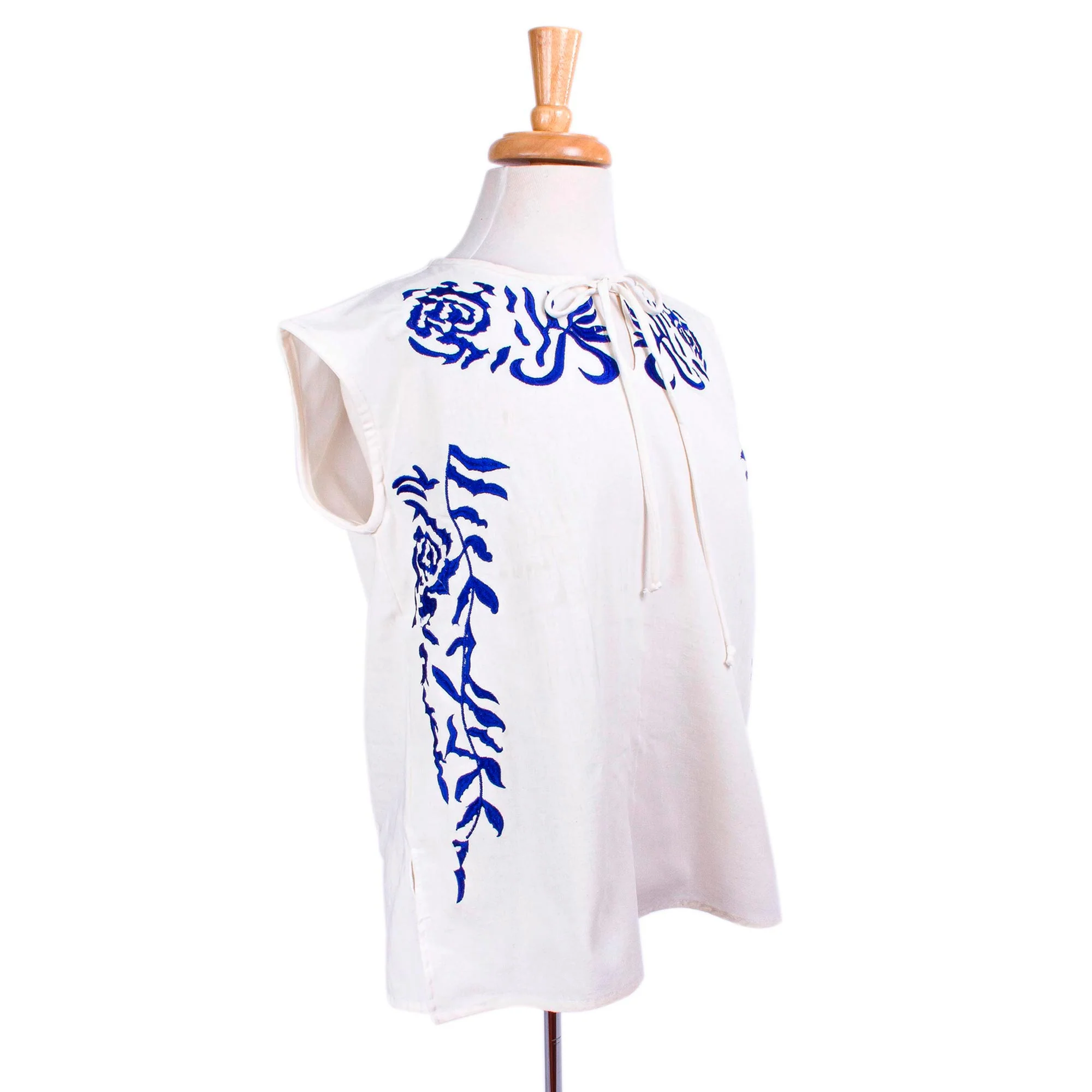 Chapala Blue Blue and White Embroidered Blouse - Image 5