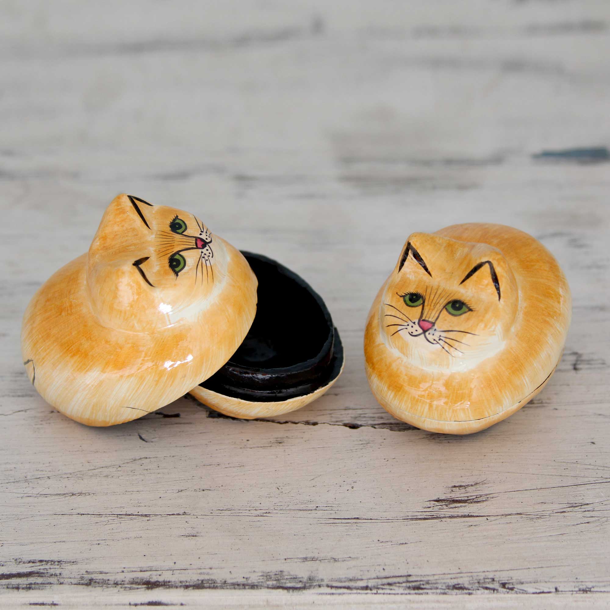 Charismatic Cats Artisan Crafted Decorative Papier Mache Cat Boxes - Image 5