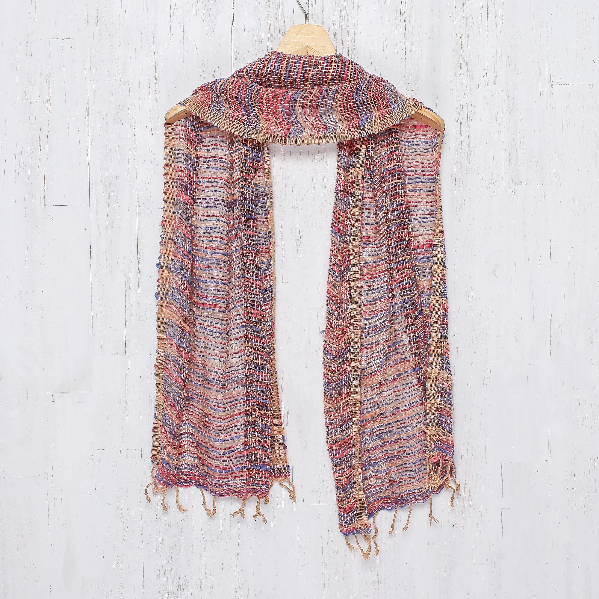 Charming Candy Handwoven Cotton Scarf with Candy Colors from Thailand - Image 3