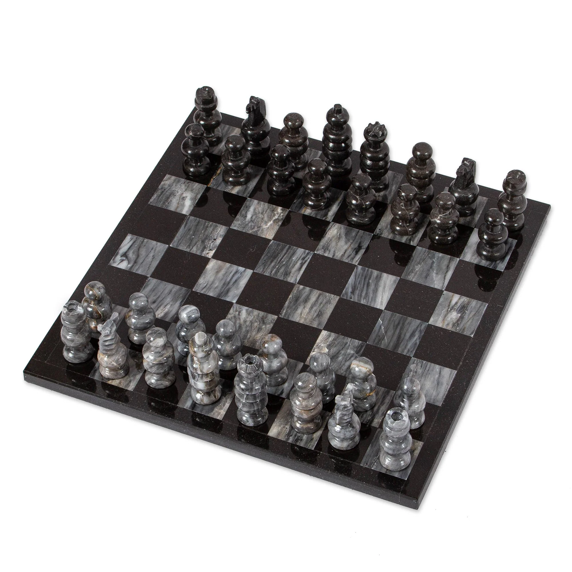 Check in Gray Handcrafted Mexican Marble Chess Set Game - Image 2