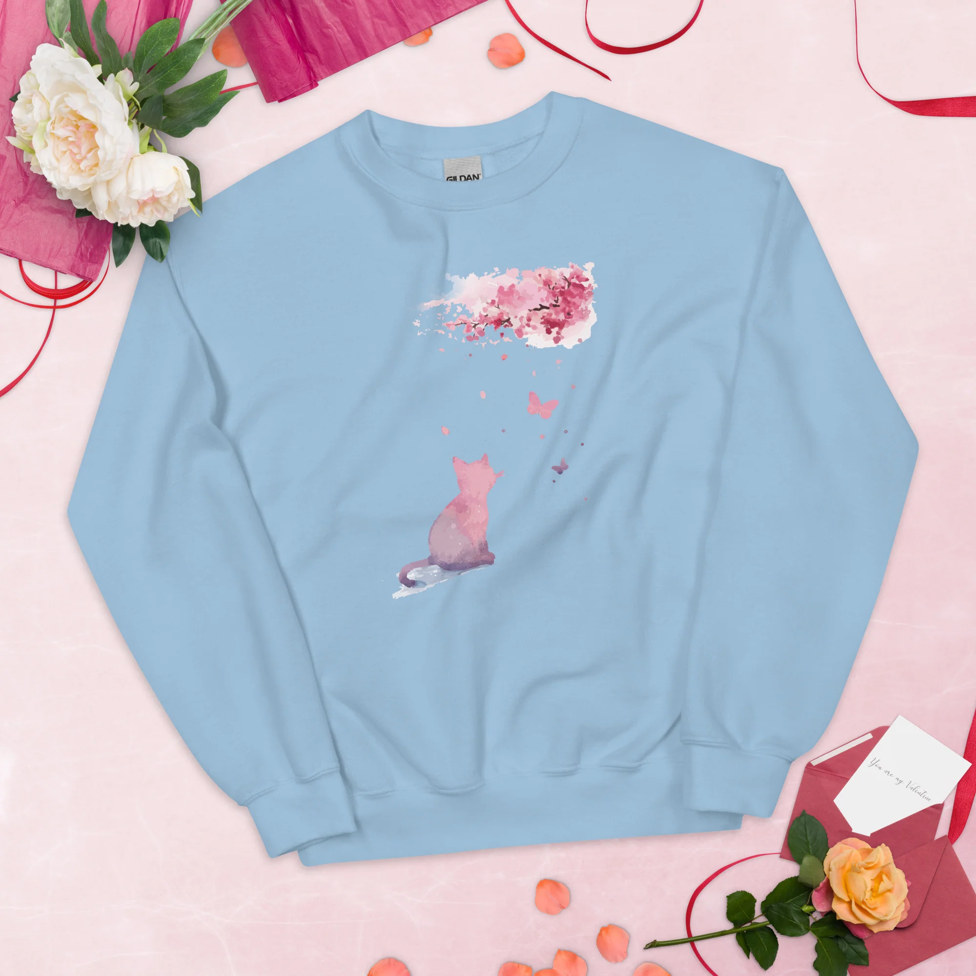 Cherry Blossom Kitten Crewneck Sweatshirt - Image 4