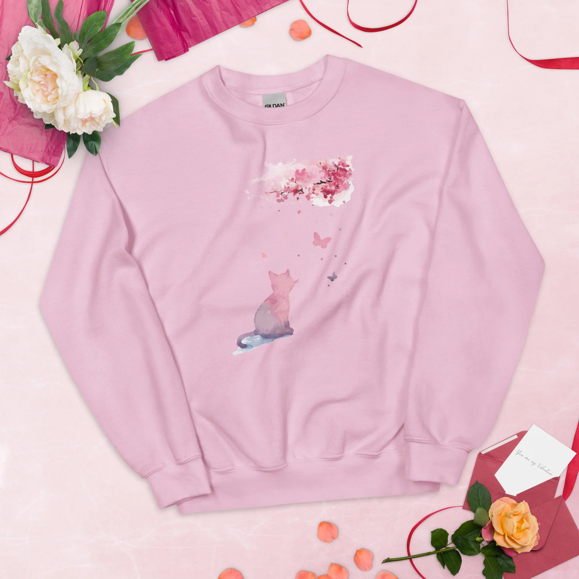 Cherry Blossom Kitten Crewneck Sweatshirt - Image 7