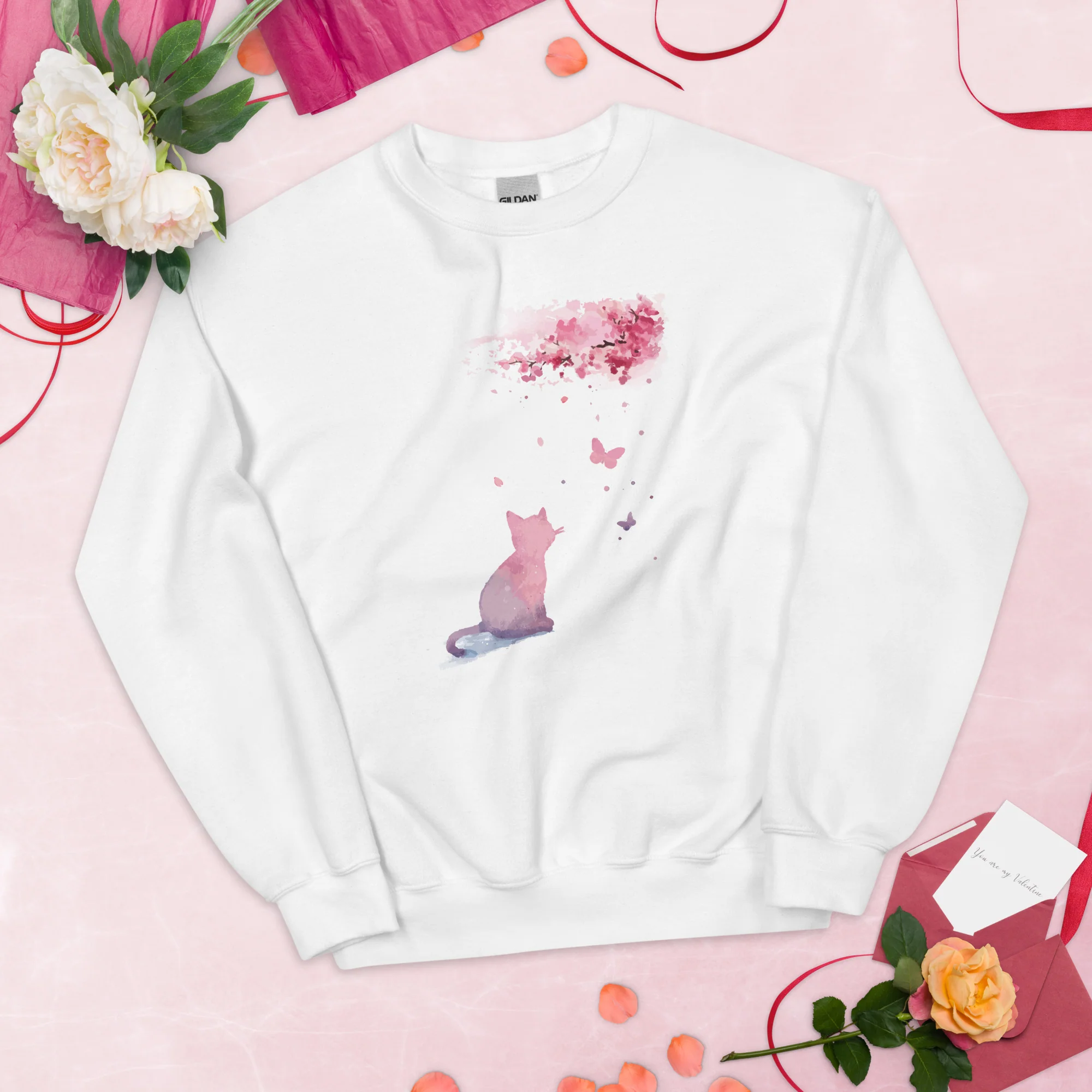 Cherry Blossom Kitten Crewneck Sweatshirt - Image 8