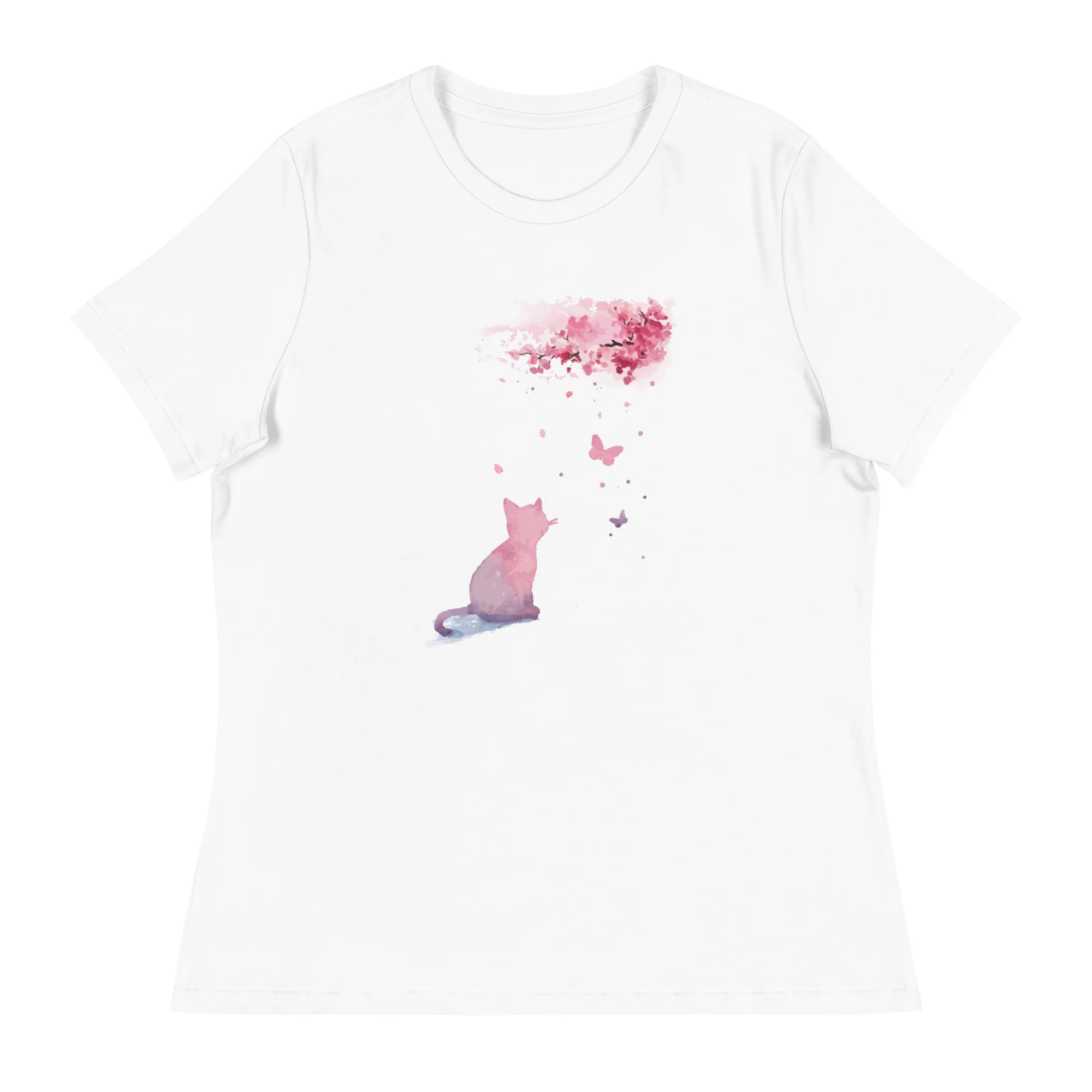 Cherry Blossom Kitten Women's Relaxed T-Shirt - Image 2
