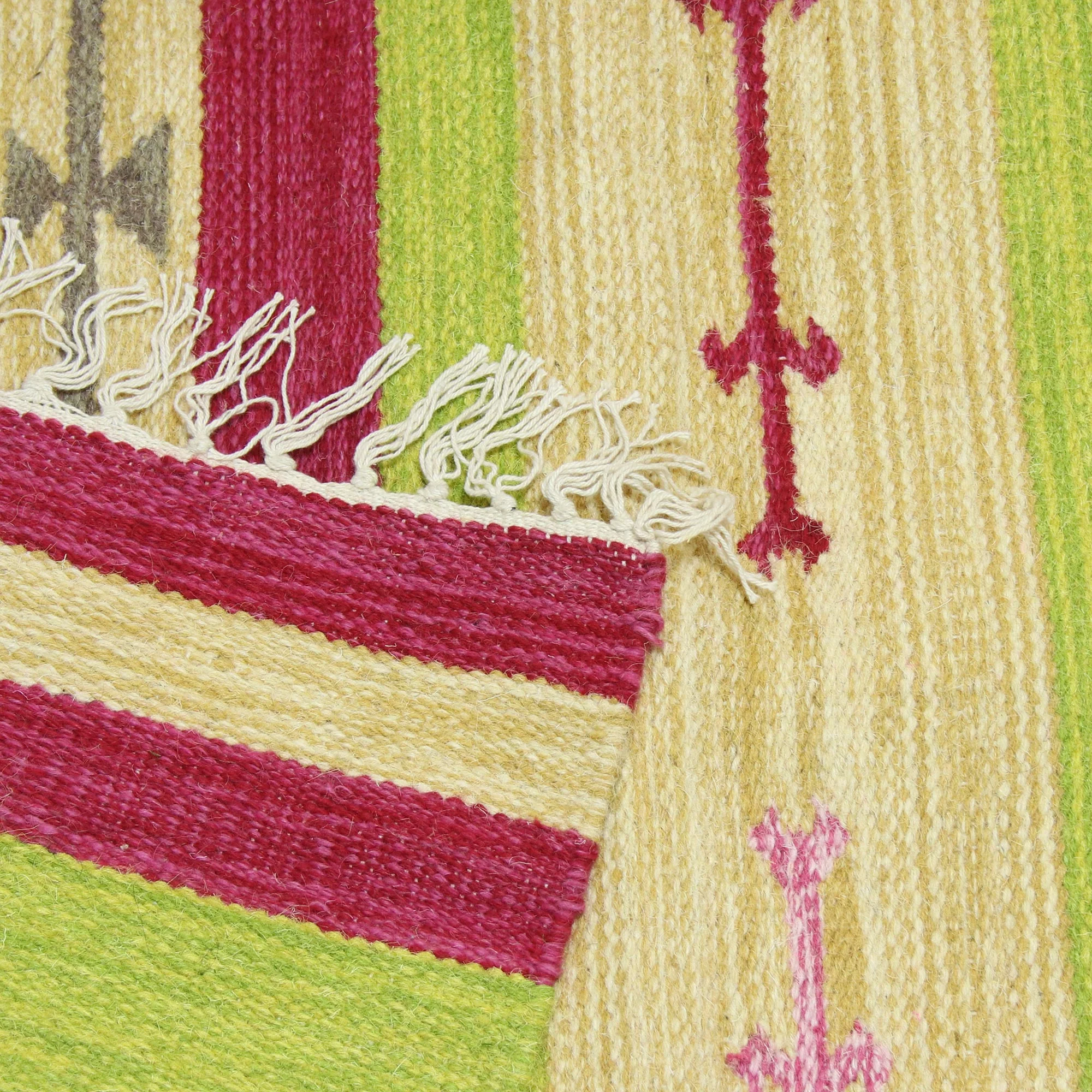 Cherry Lime Geometry Wool dhurrie rug (4x6) - Image 3