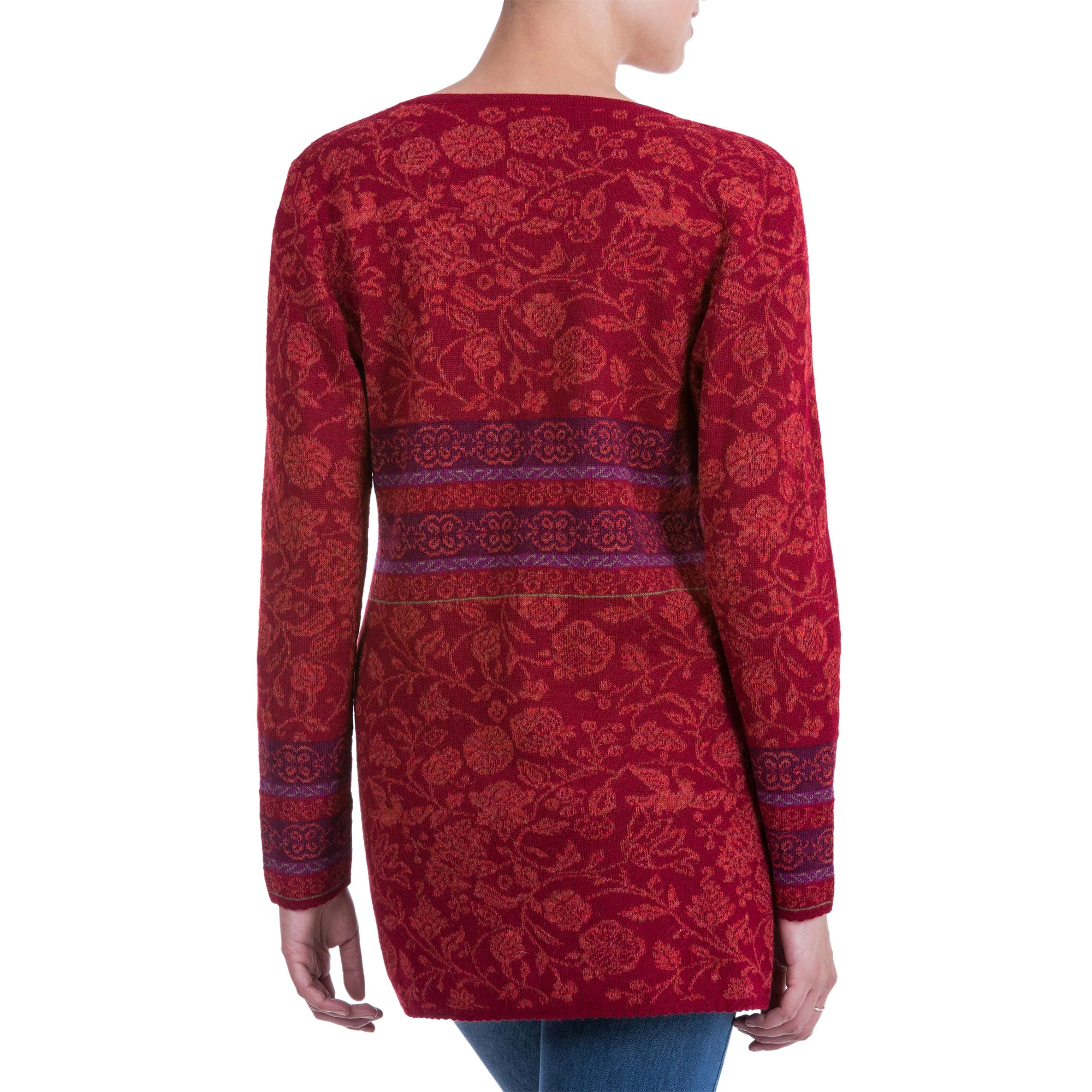 Cherry Red Romance Alpaca Cardigan - Image 4