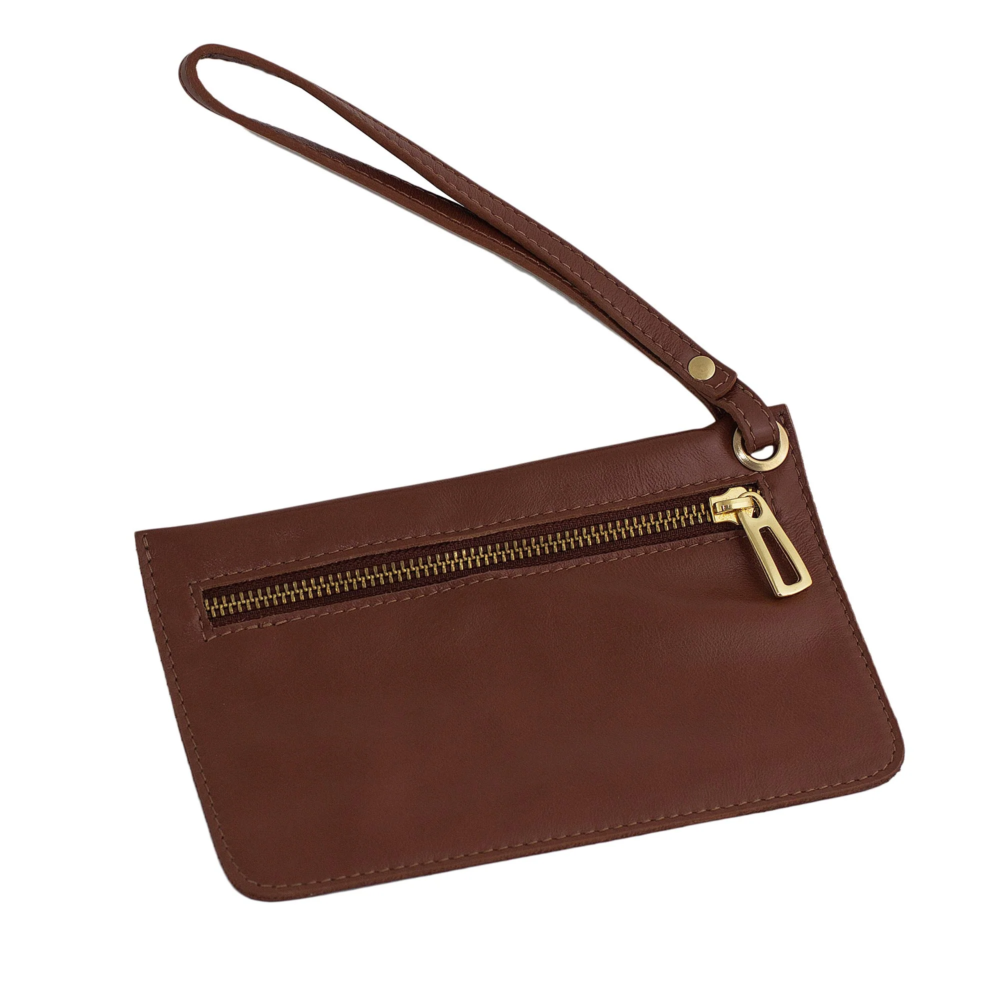 Chestnut Sophistication Handcrafted Leather Wristlet in Chestnut from Brazil - Image 2