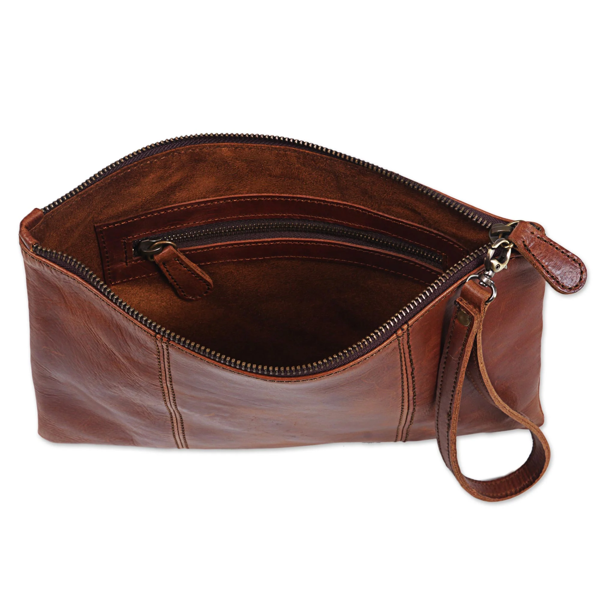 Chestnut Tranquility Brown Leather Wristlet - Image 4