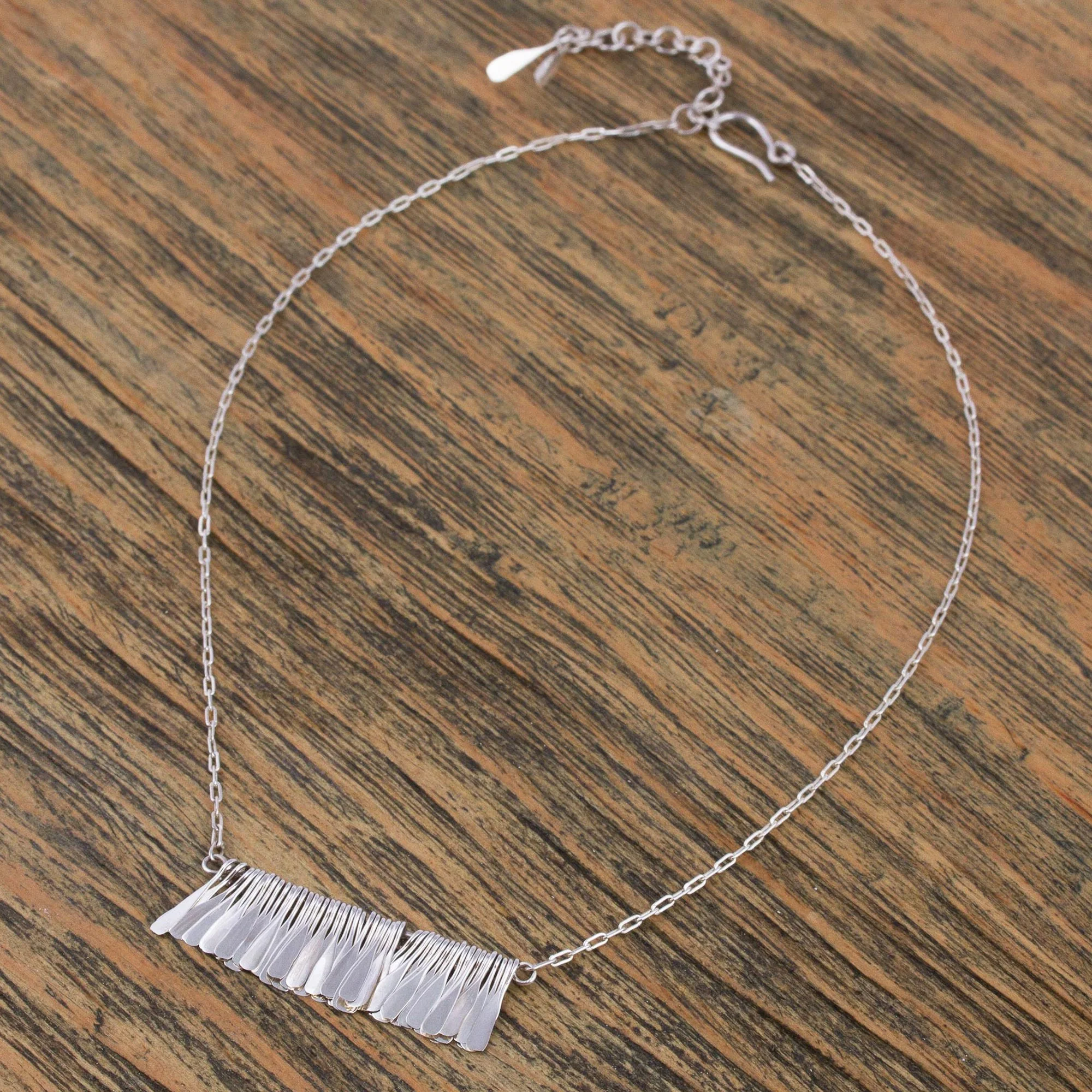Chime Garland Sterling Silver Pendant Necklace by Mexican Artisans - Image 4
