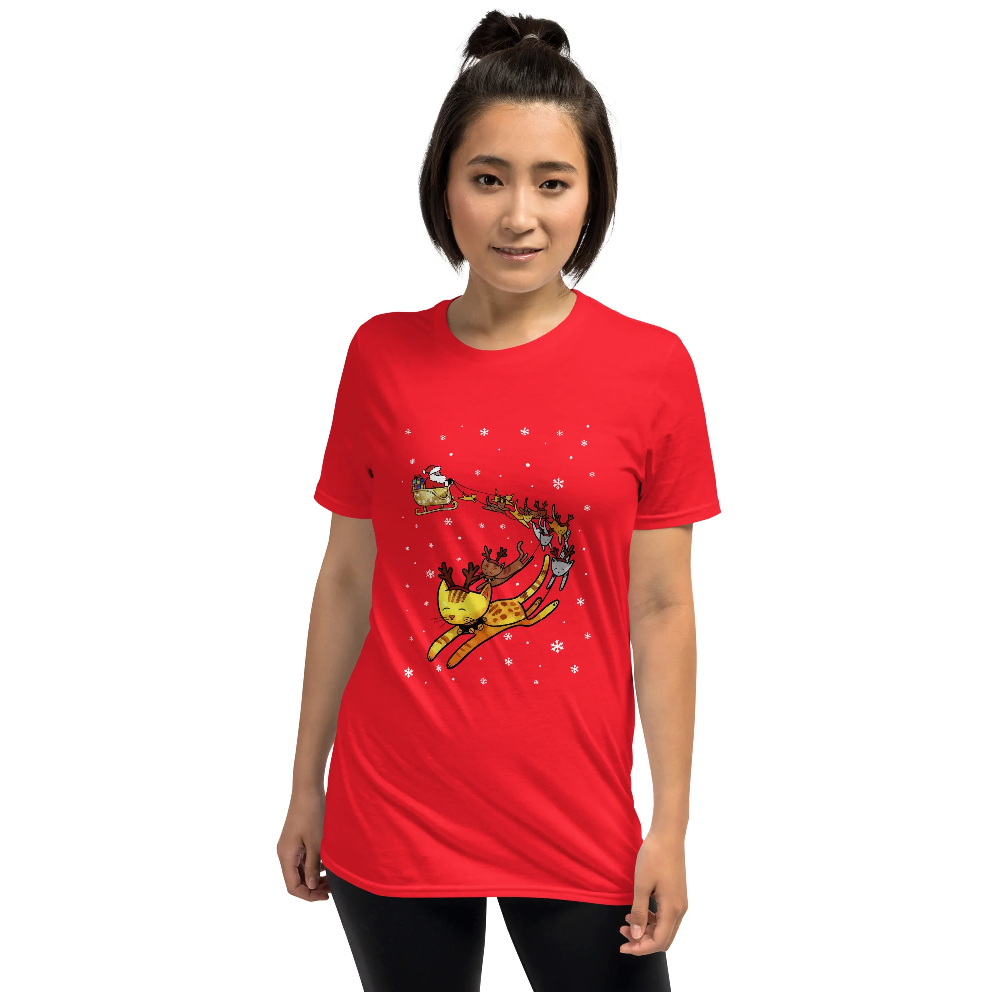 Christmas Cats & Santa's Sleigh T-Shirt - Image 2