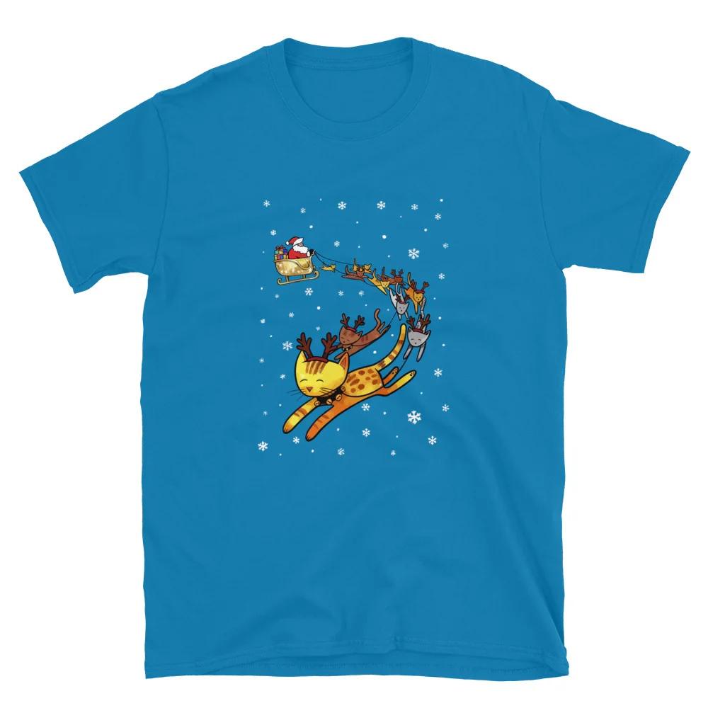 Christmas Cats & Santa's Sleigh T-Shirt - Image 9
