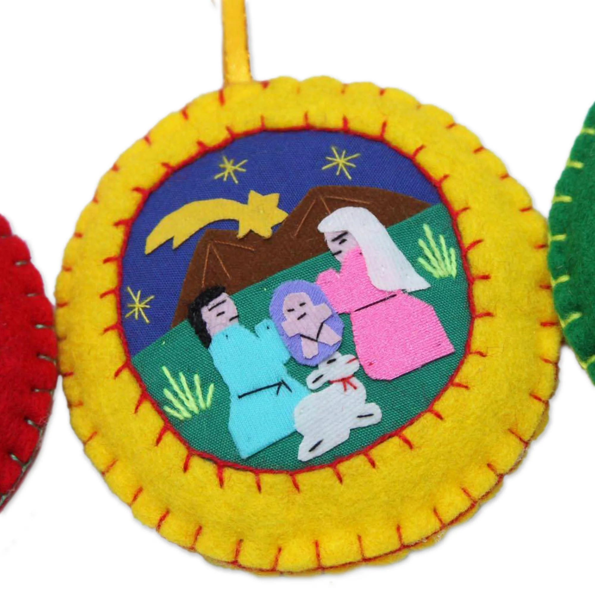 Christmas Fiesta Applique Christmas Ornaments Set of 6 Handmade in Peru - Image 3