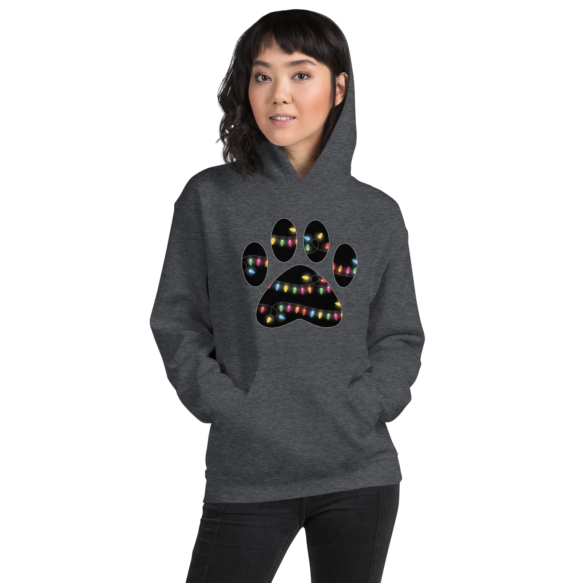 Christmas Lights Paw Print Hoodie - Image 2