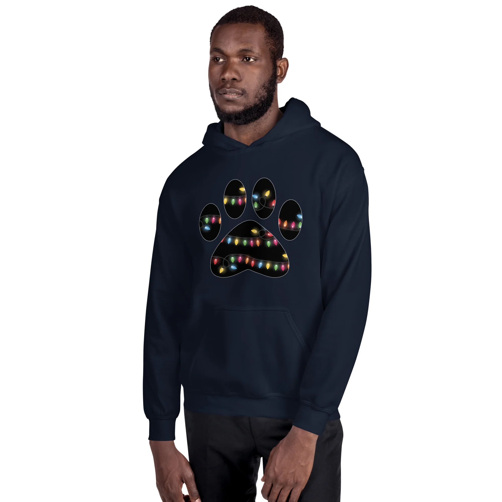 Christmas Lights Paw Print Hoodie - Image 3