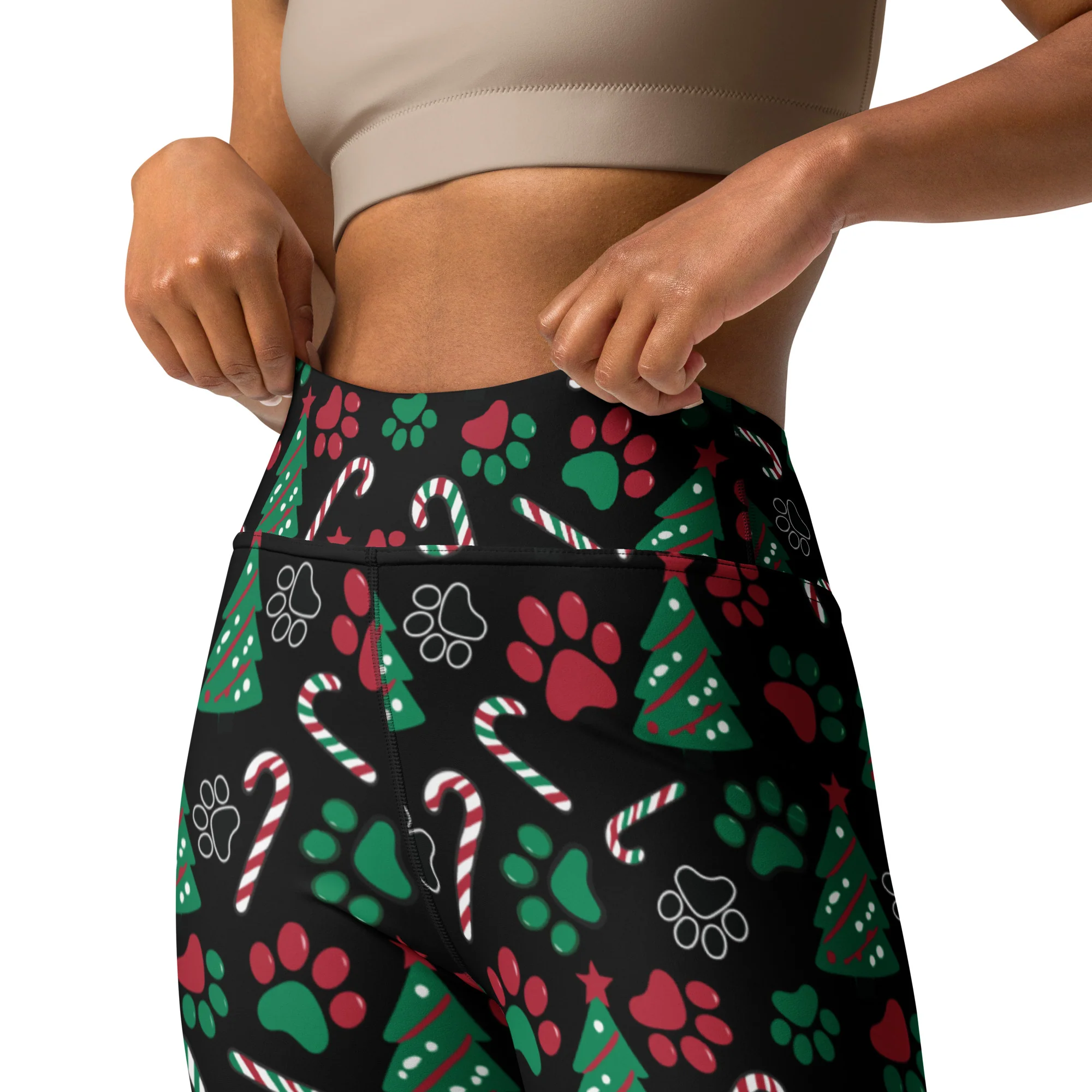 Christmas Paws & Candy Canes All Over Print Leggings - Image 4