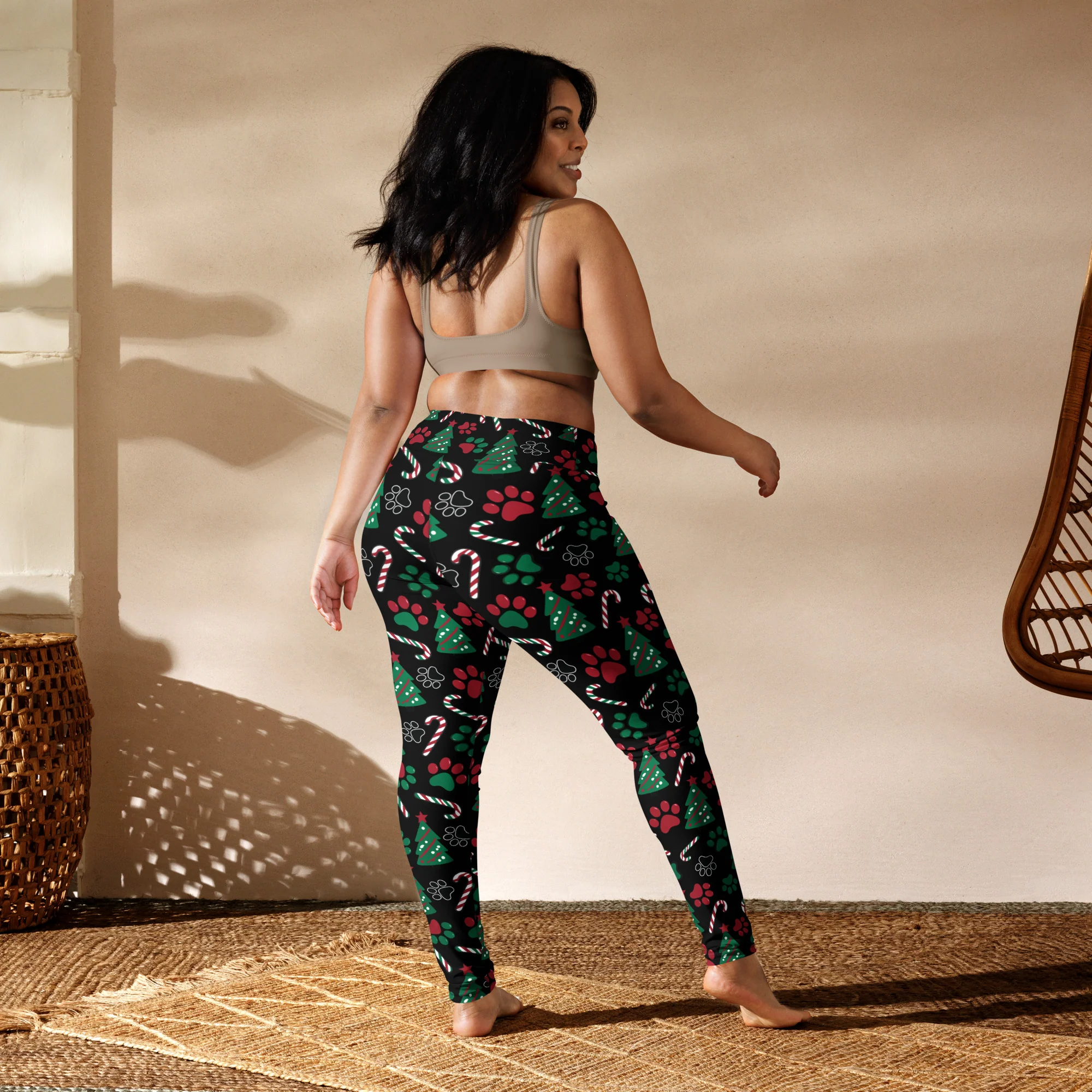 Christmas Paws & Candy Canes All Over Print Leggings - Image 5
