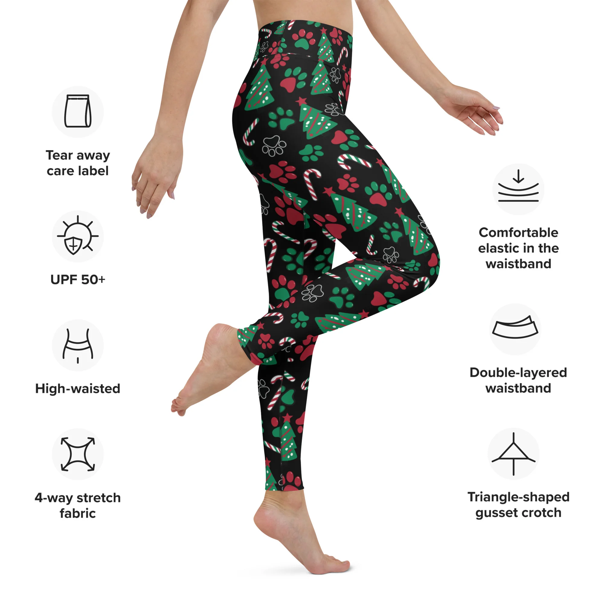Christmas Paws & Candy Canes All Over Print Leggings - Image 7