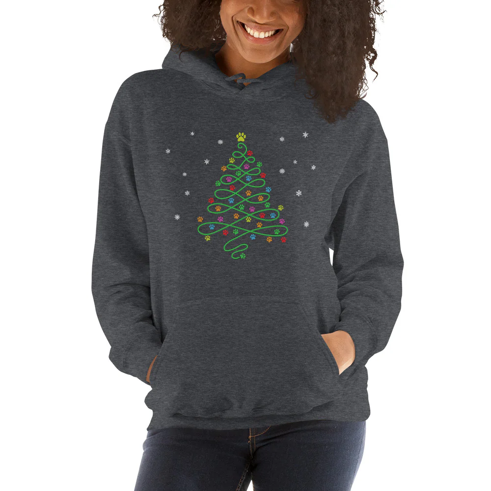 Christmas Paws Swirly Tree Hoodie - Image 2