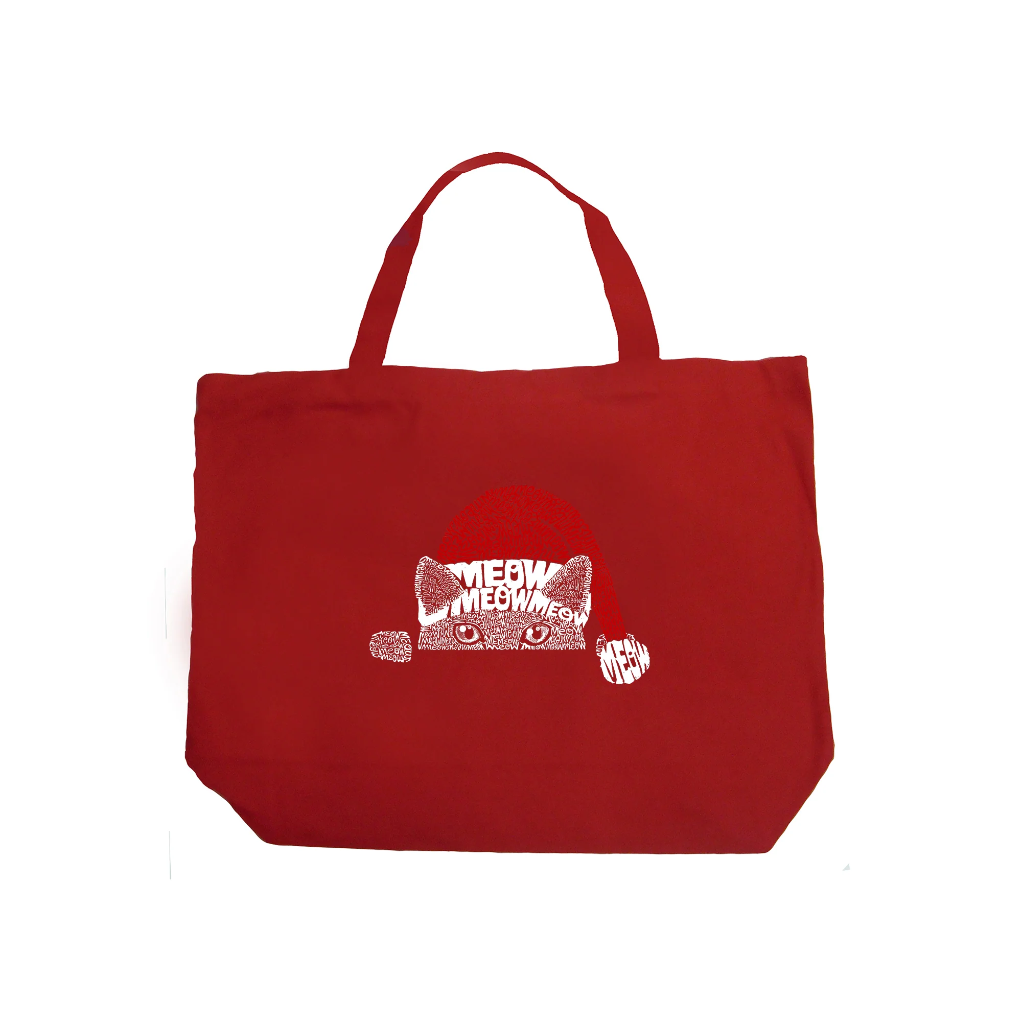 Christmas Peeking Cat - Large Word Art Tote Bag - Image 2
