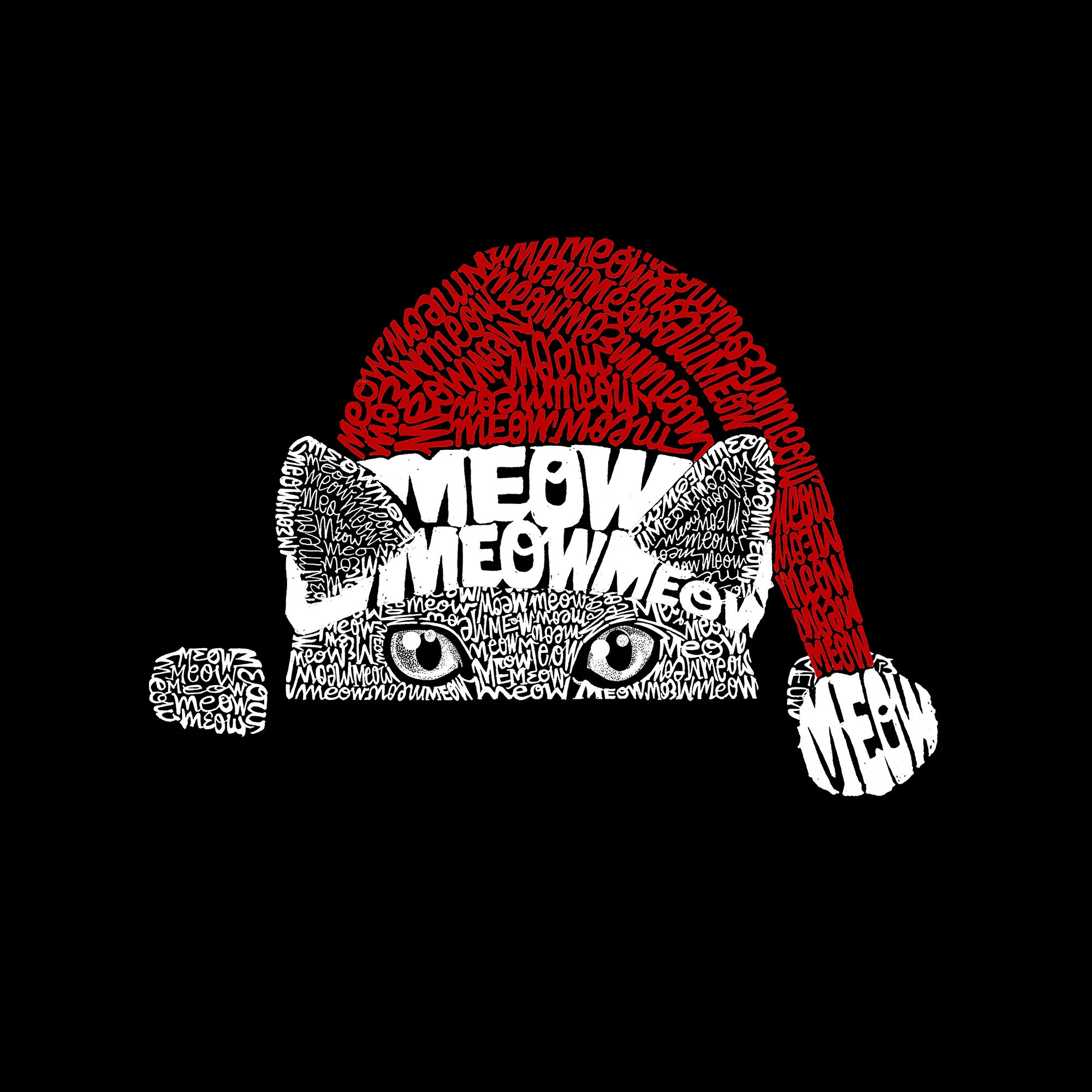 Christmas Peeking Cat - Women's Word Art T-Shirt - Image 2