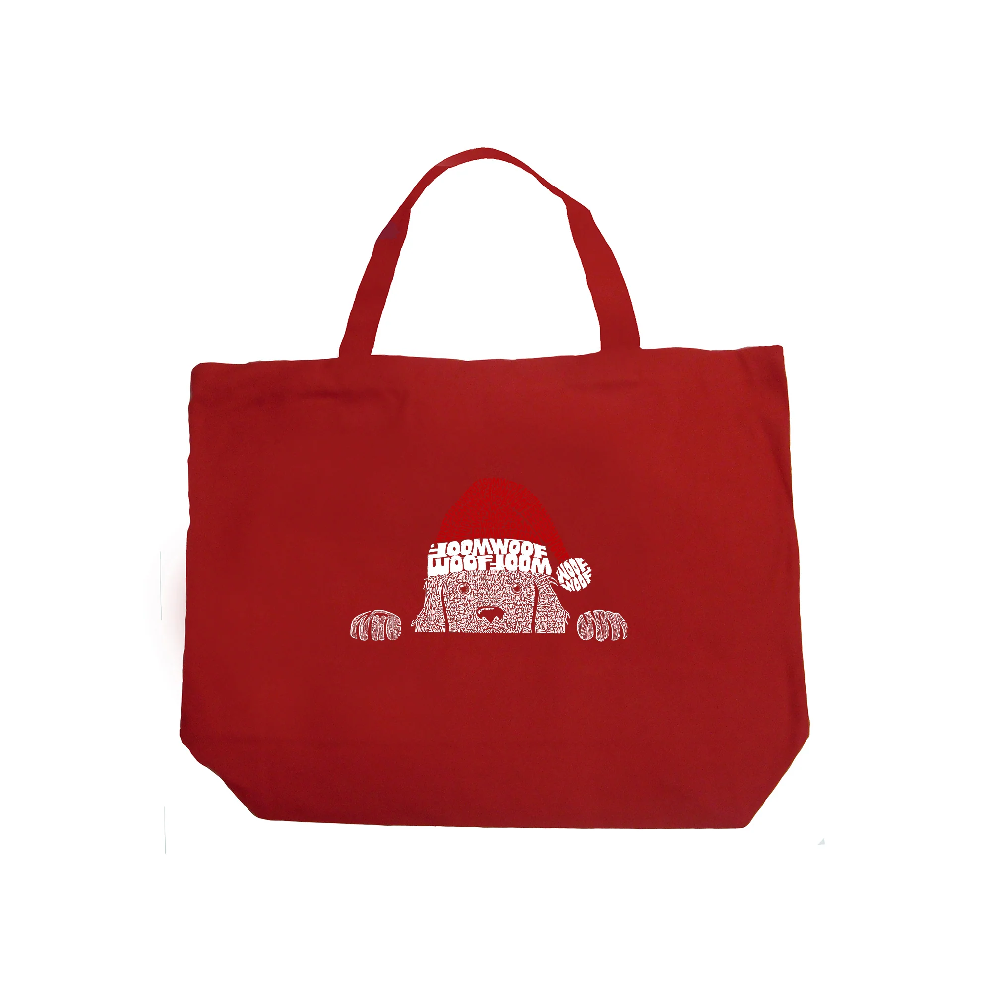 Christmas Peeking Dog - Large Word Art Tote Bag - Image 2