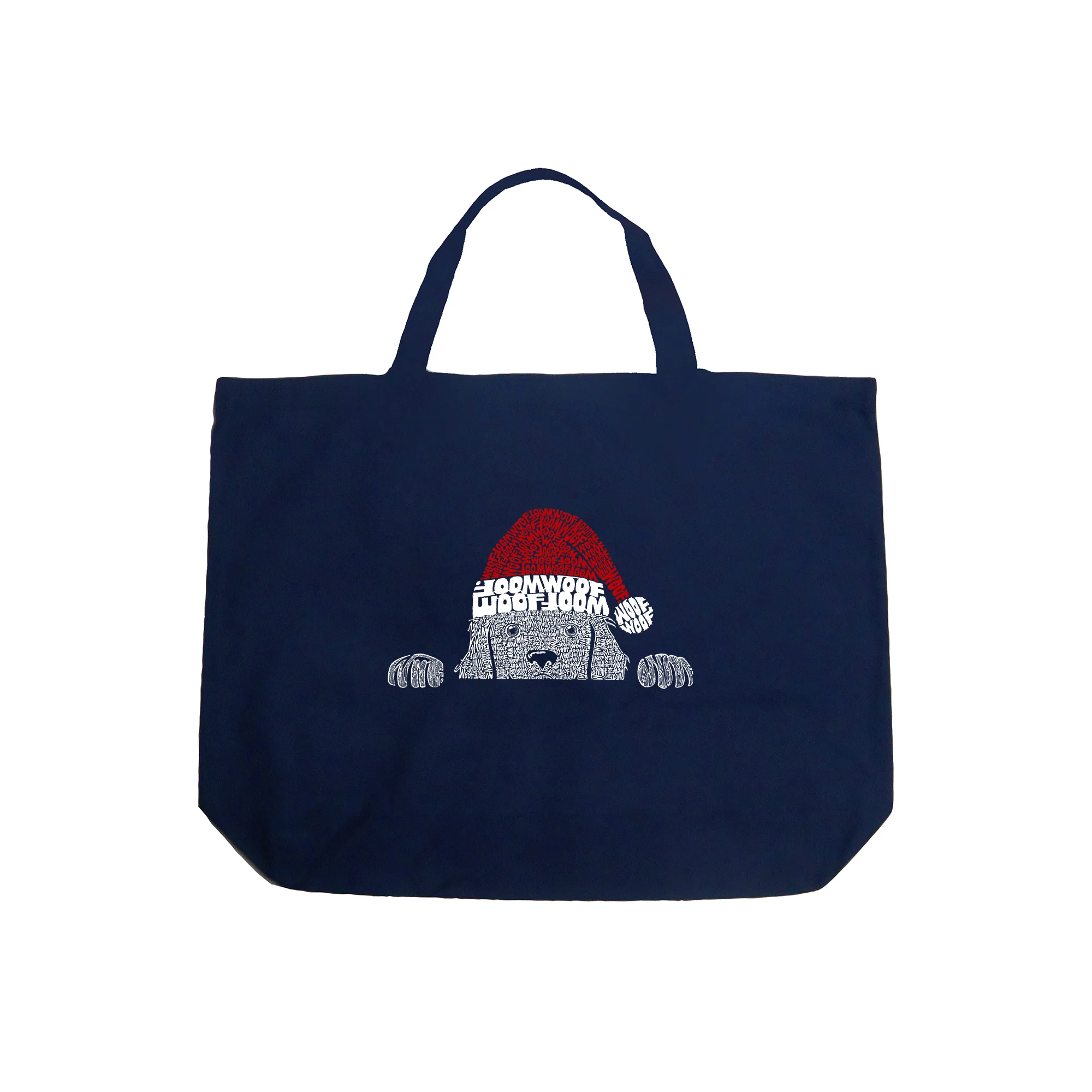 Christmas Peeking Dog - Large Word Art Tote Bag - Image 3