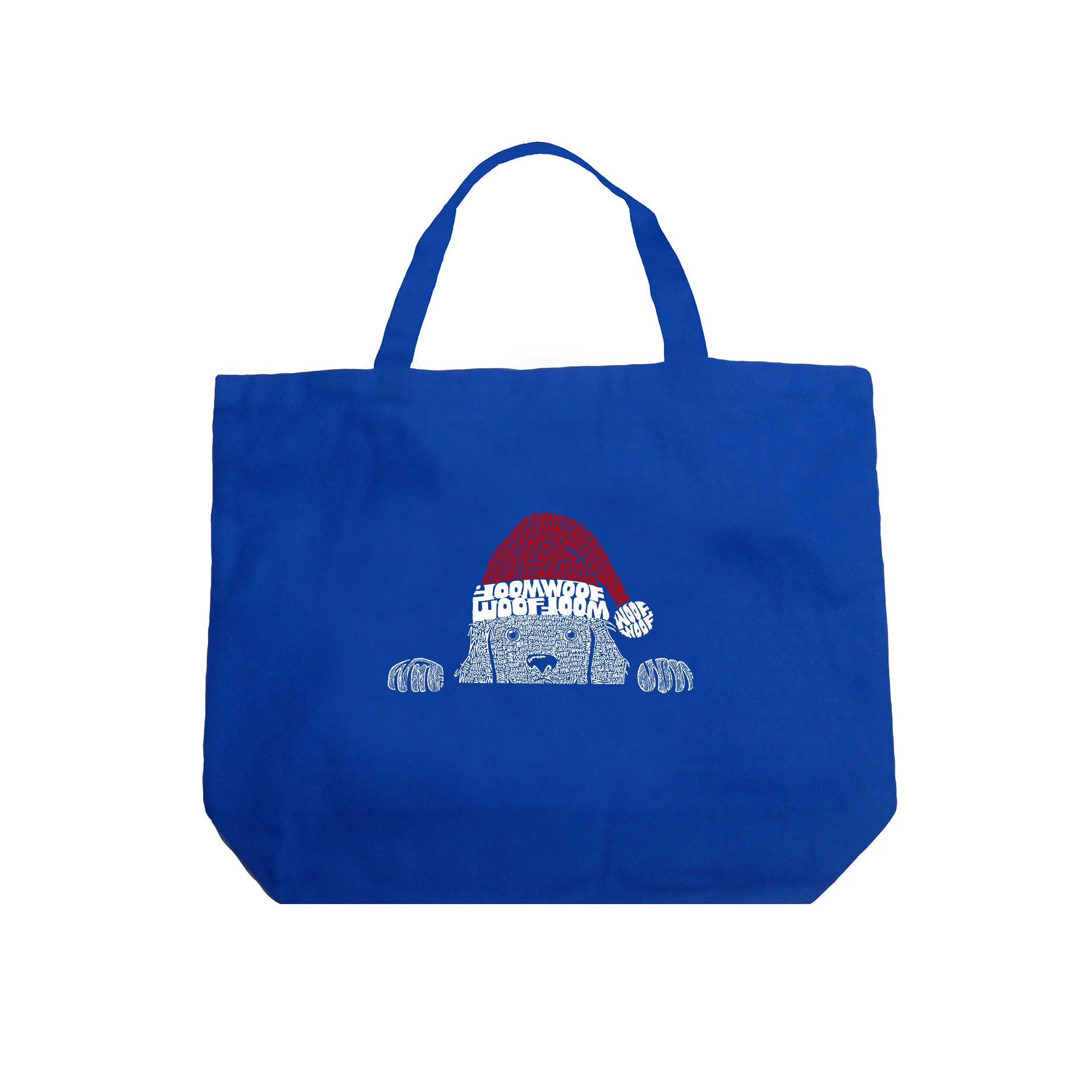 Christmas Peeking Dog - Large Word Art Tote Bag - Image 4