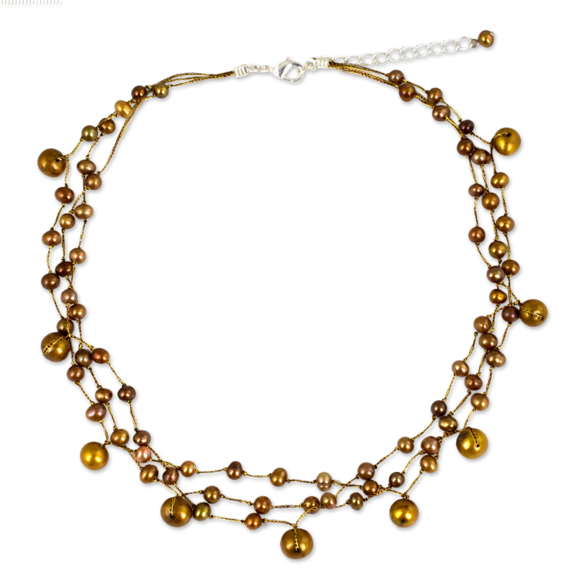 Cinnamon Glow Dyed Pearl Choker Necklace - Image 2