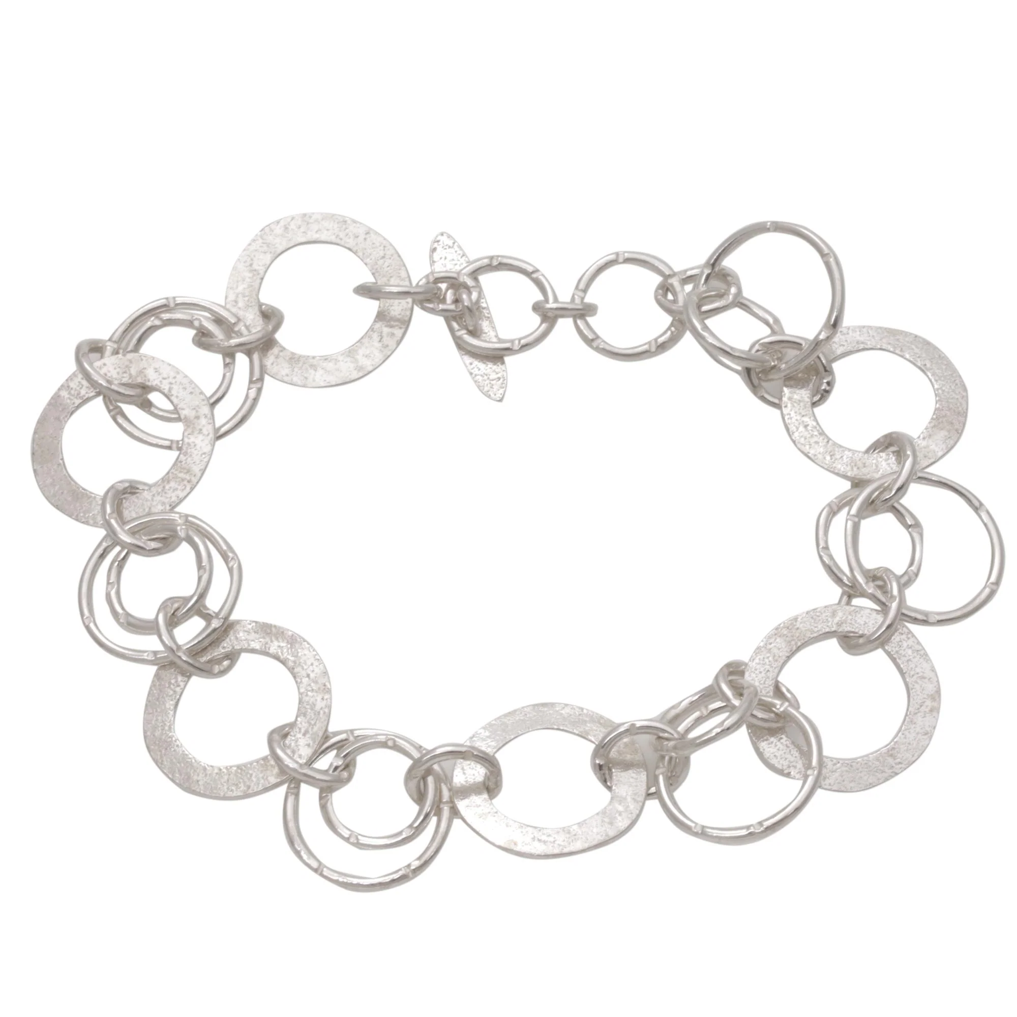 Circle of Hope Handmade Sterling Silver Link Bracelet from Indonesia - Image 2