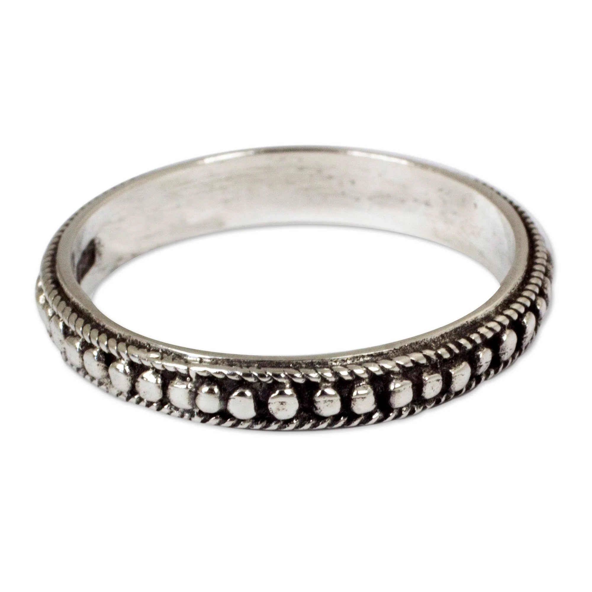 Circle of Stars Sterling Silver Bead Band Ring - Image 2