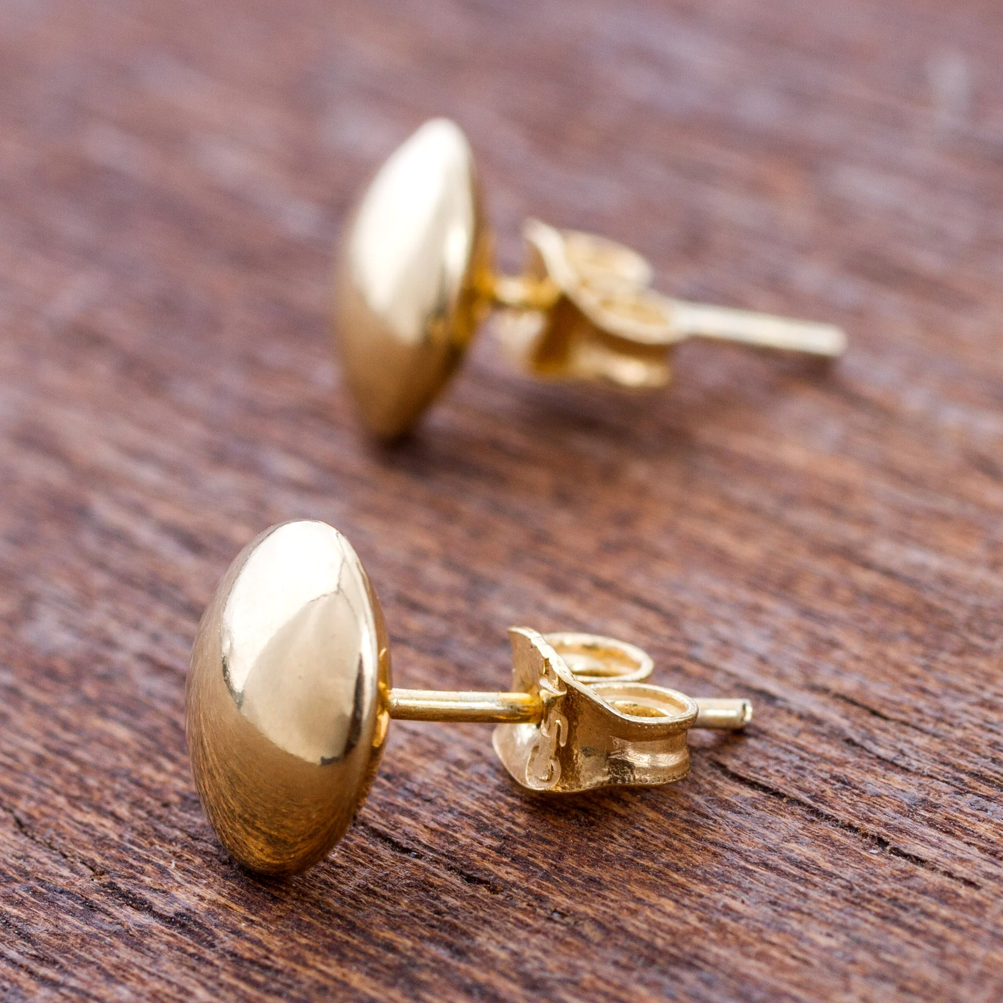 Circles of Paradise Gold Plated Silver Stud Earrings Circular from Peru - Image 4