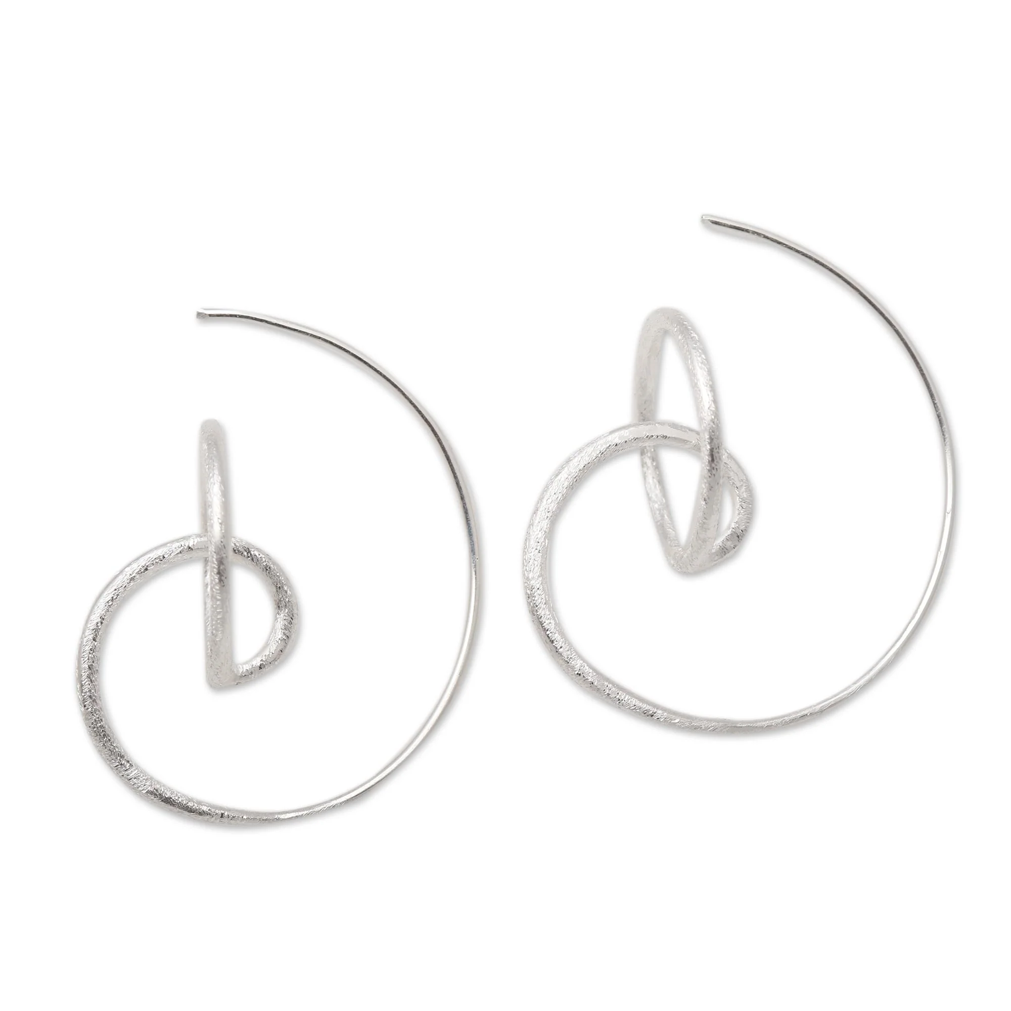 Circular Illusion Circular Sterling Silver Drop Earrings from Bali - Image 2