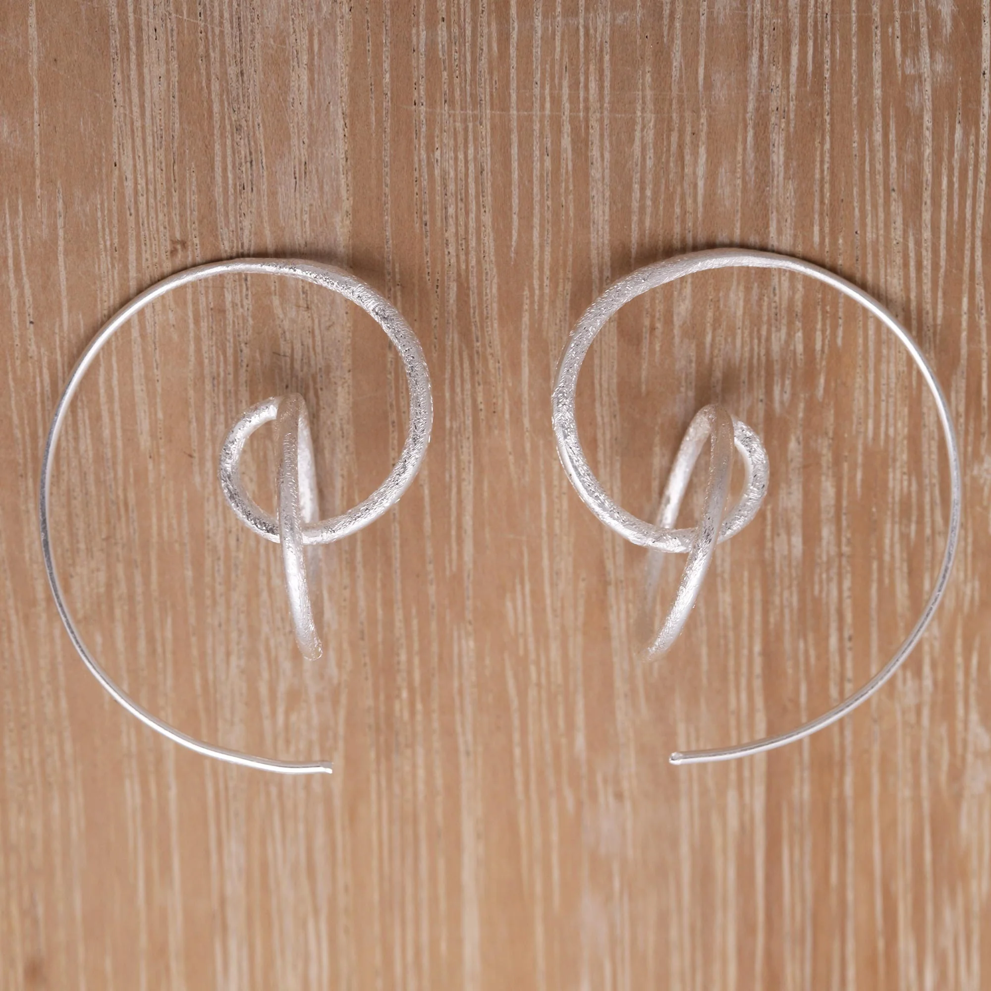 Circular Illusion Circular Sterling Silver Drop Earrings from Bali - Image 3