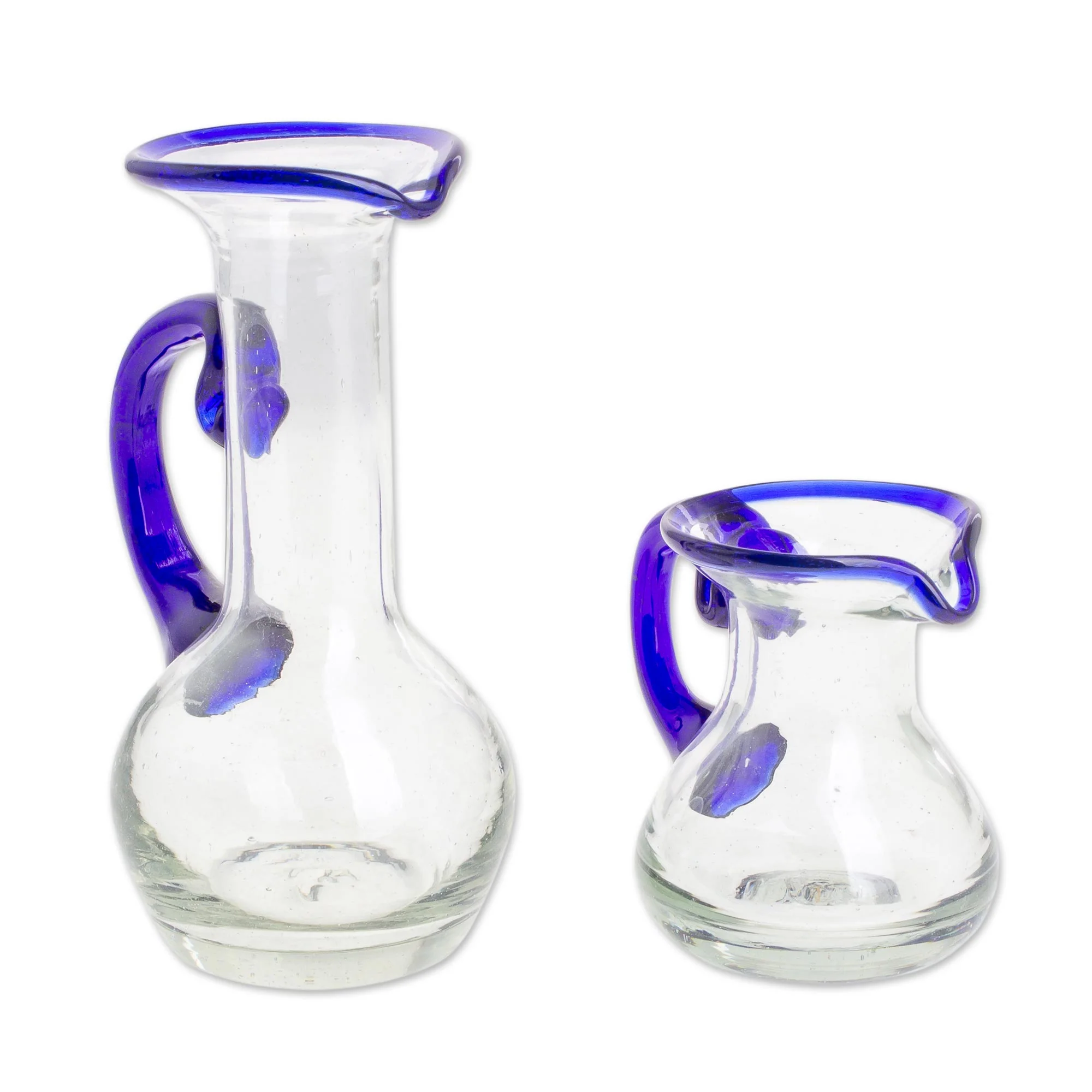 Clear Seas Handblown Small Recycled Glass Pitchers (Pair) - Image 2