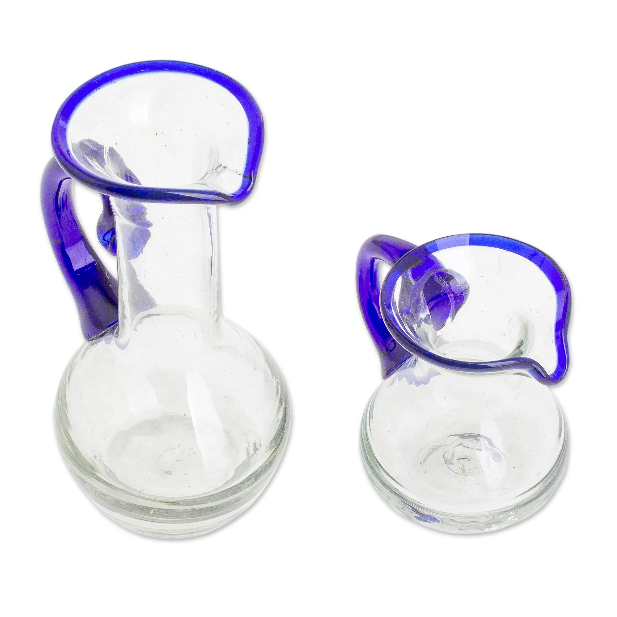 Clear Seas Handblown Small Recycled Glass Pitchers (Pair) - Image 3