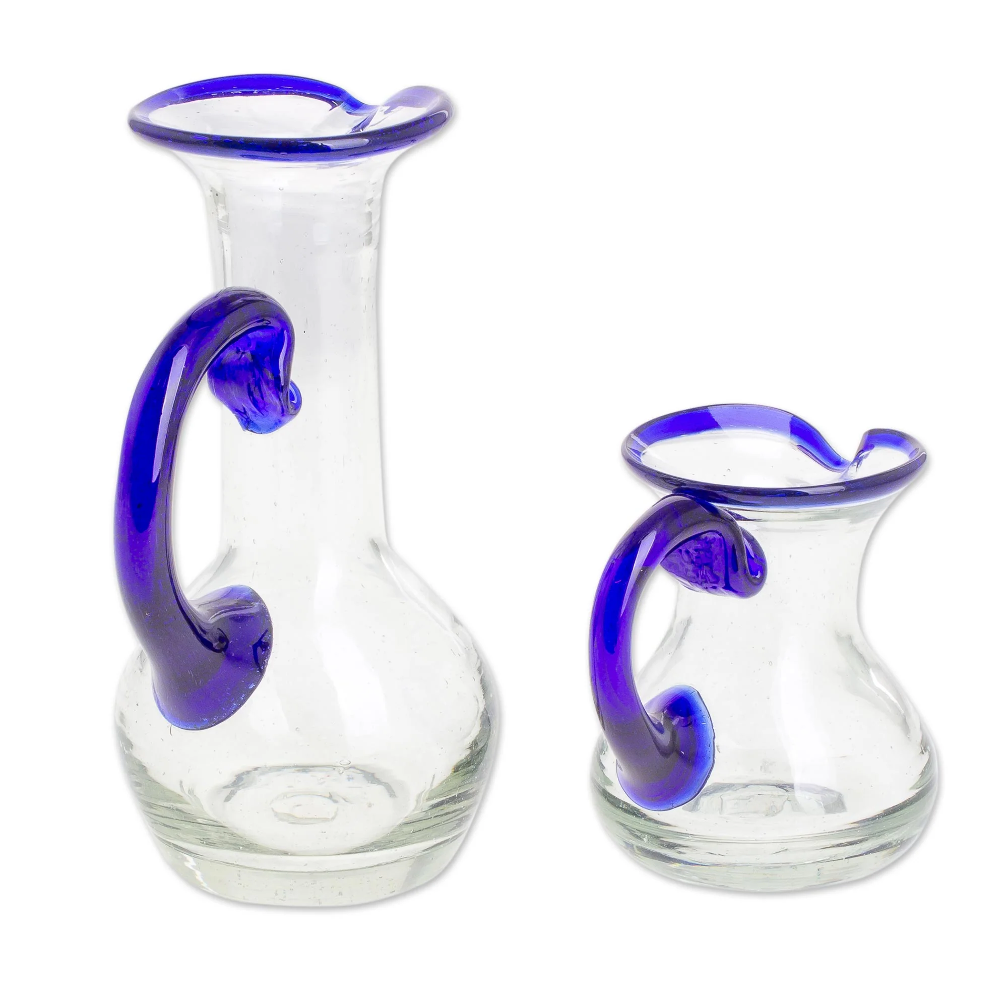 Clear Seas Handblown Small Recycled Glass Pitchers (Pair) - Image 4