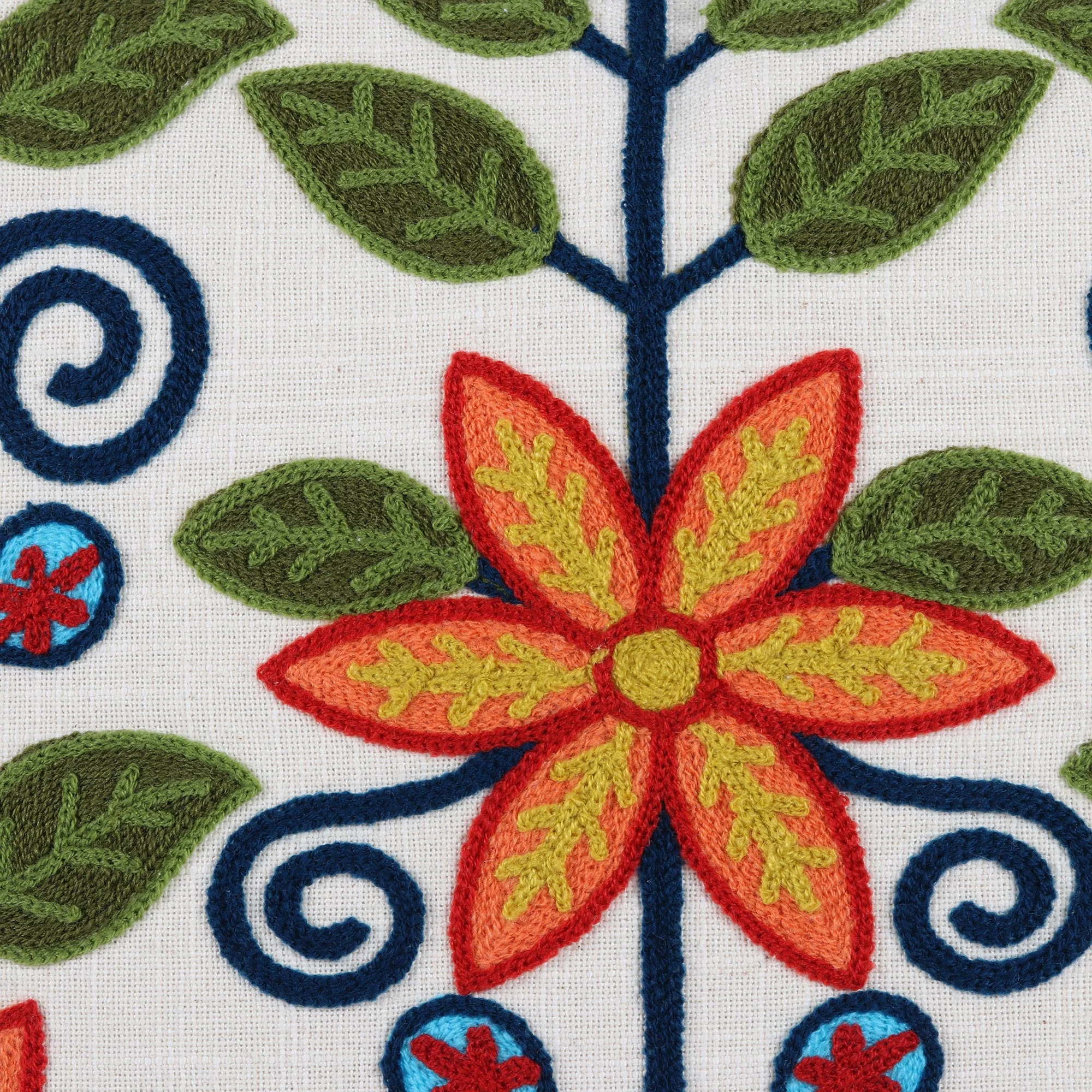 Climbing Flowers Floral Embroidered Cotton Cushion Covers from India (Pair) - Image 4